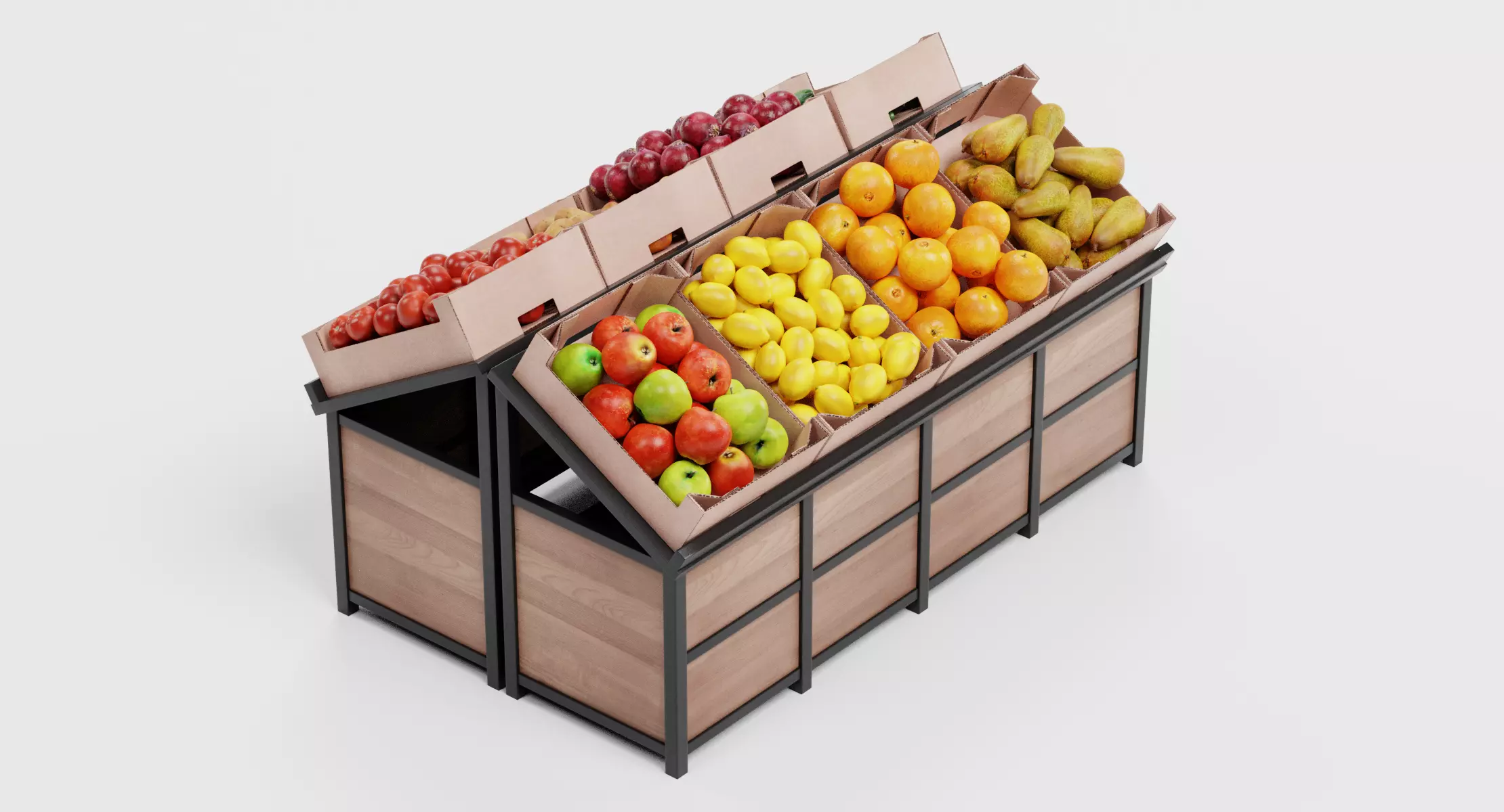 Stand with Food - Filled Produce Crate Display 3D model