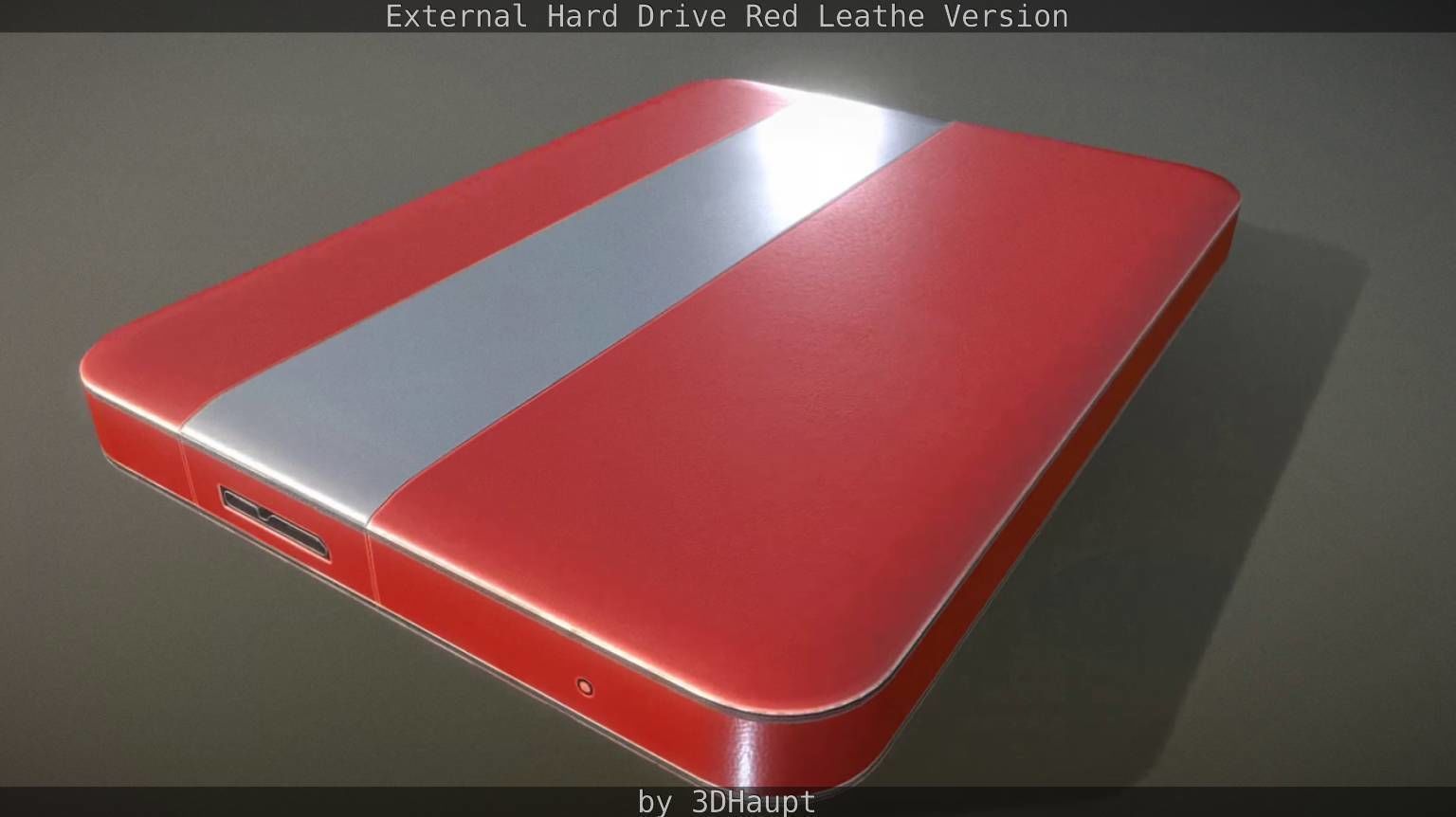 External Hard Drive  Red Leathe Version   - Gameready - PBR Low-poly 3D model_16