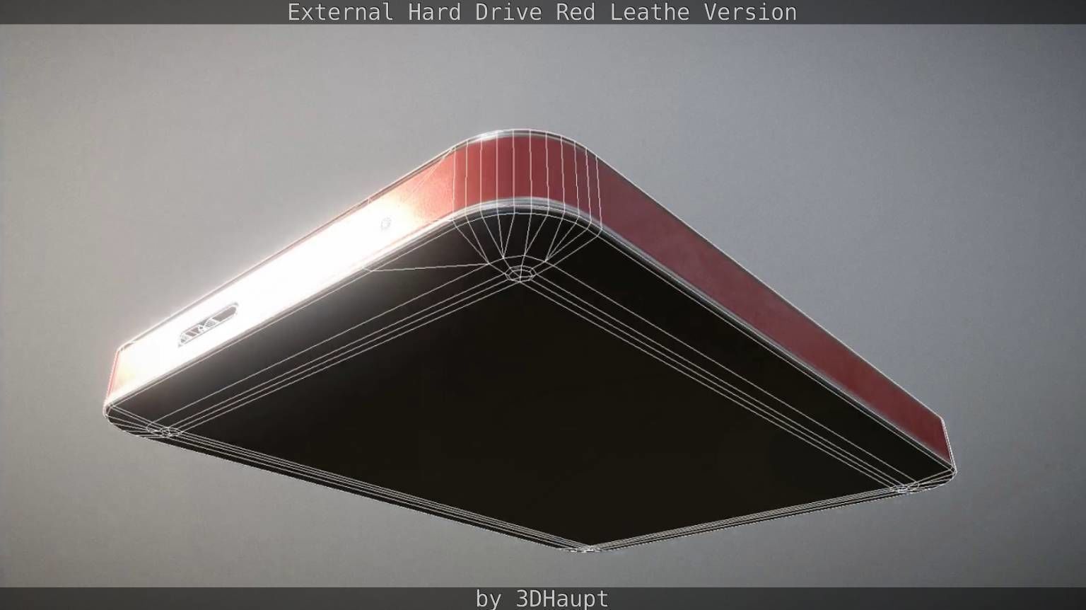 External Hard Drive  Red Leathe Version   - Gameready - PBR Low-poly 3D model_38