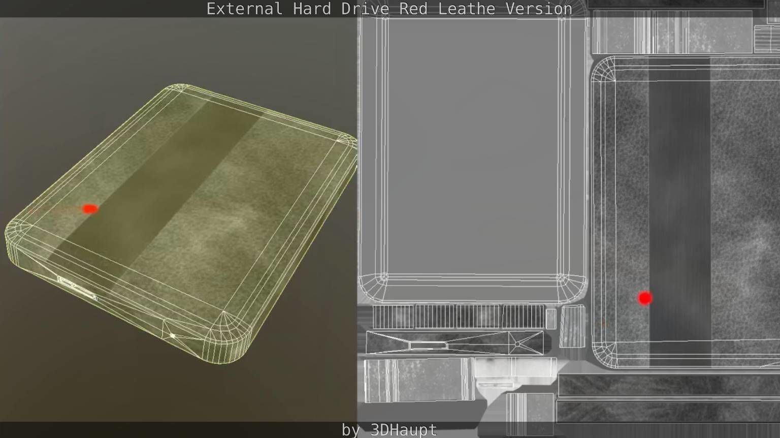 External Hard Drive  Red Leathe Version   - Gameready - PBR Low-poly 3D model_53