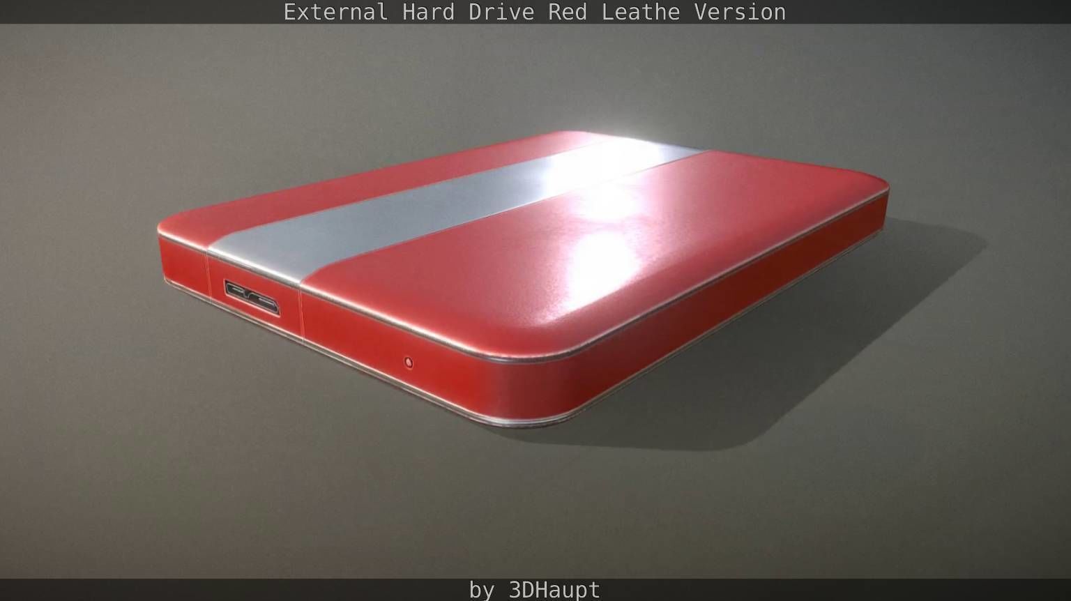 External Hard Drive  Red Leathe Version   - Gameready - PBR Low-poly 3D model_32
