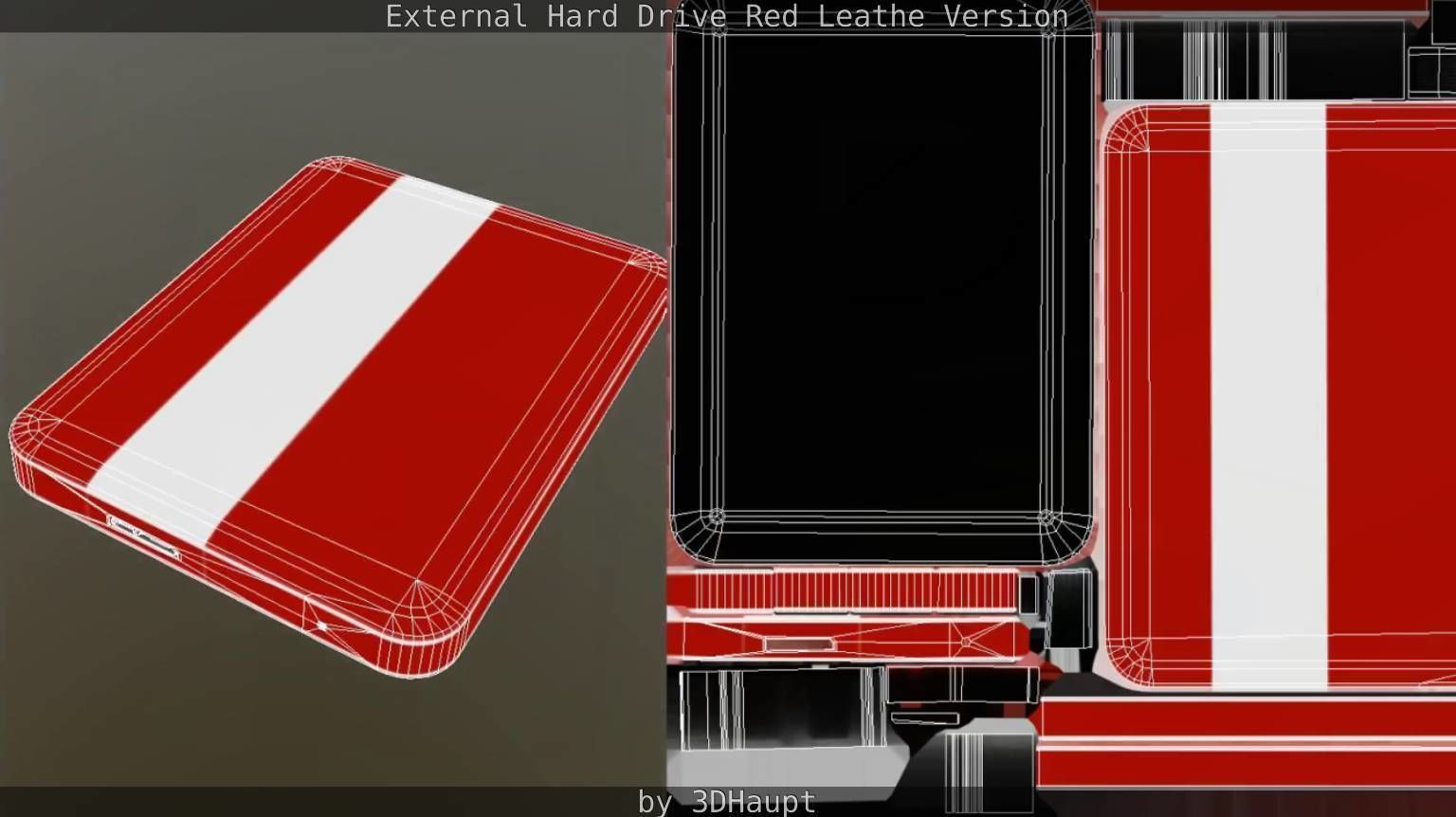 External Hard Drive  Red Leathe Version   - Gameready - PBR Low-poly 3D model_50