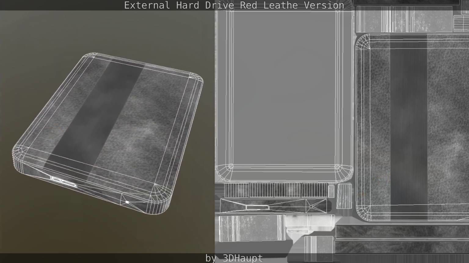 External Hard Drive  Red Leathe Version   - Gameready - PBR Low-poly 3D model_55