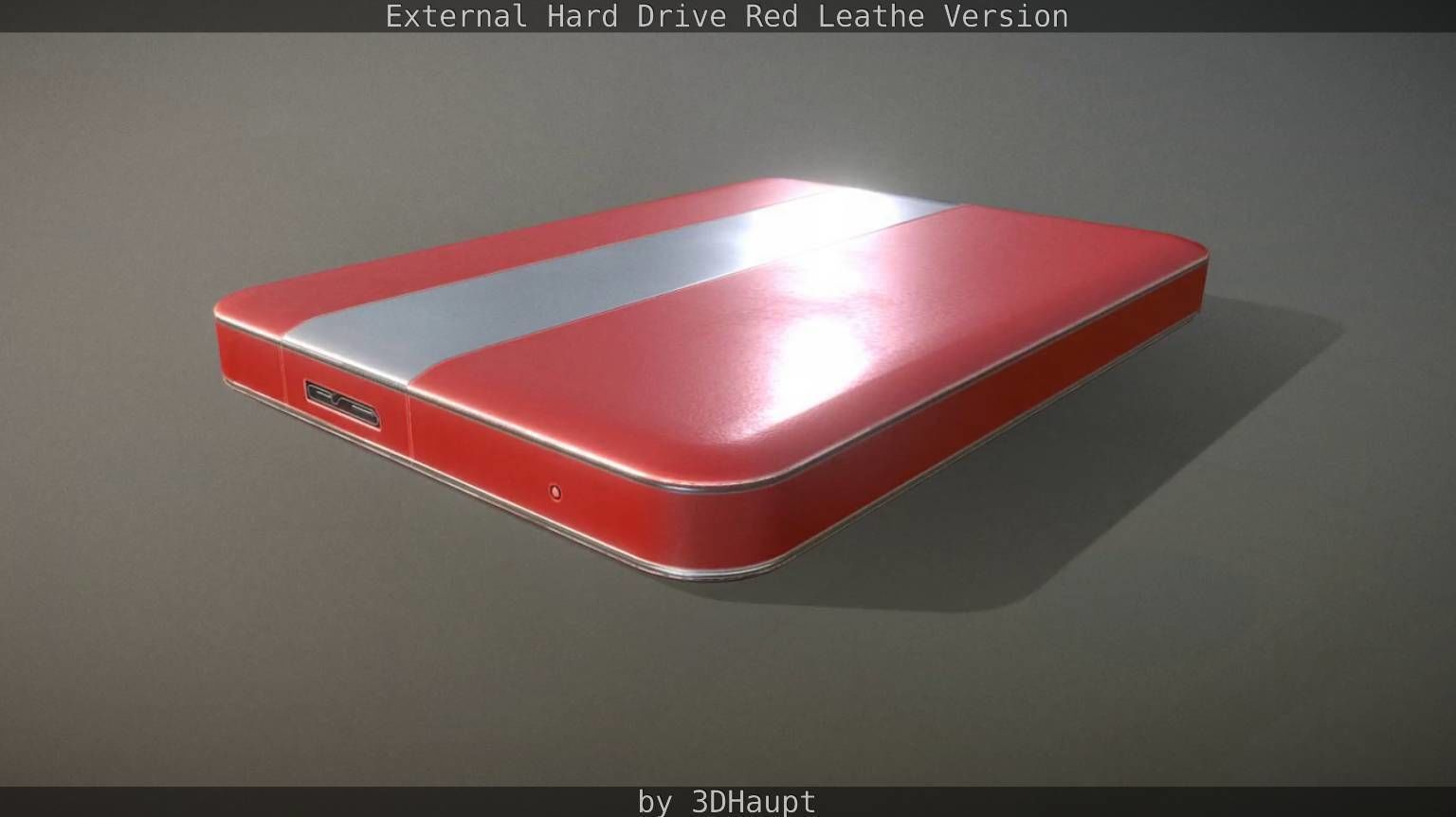 External Hard Drive  Red Leathe Version   - Gameready - PBR Low-poly 3D model_33