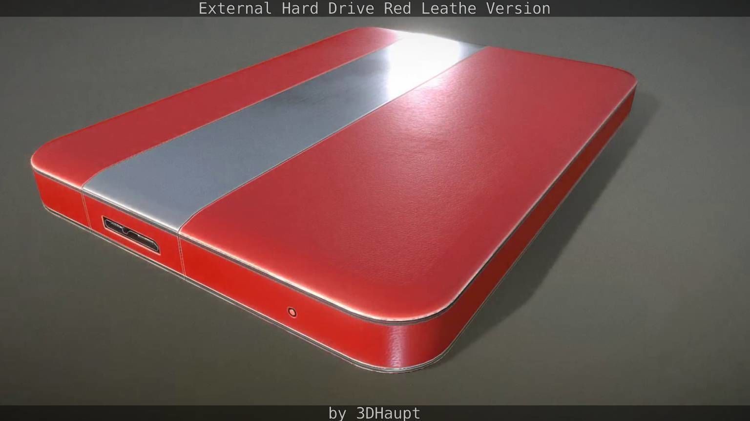 External Hard Drive  Red Leathe Version   - Gameready - PBR Low-poly 3D model_26