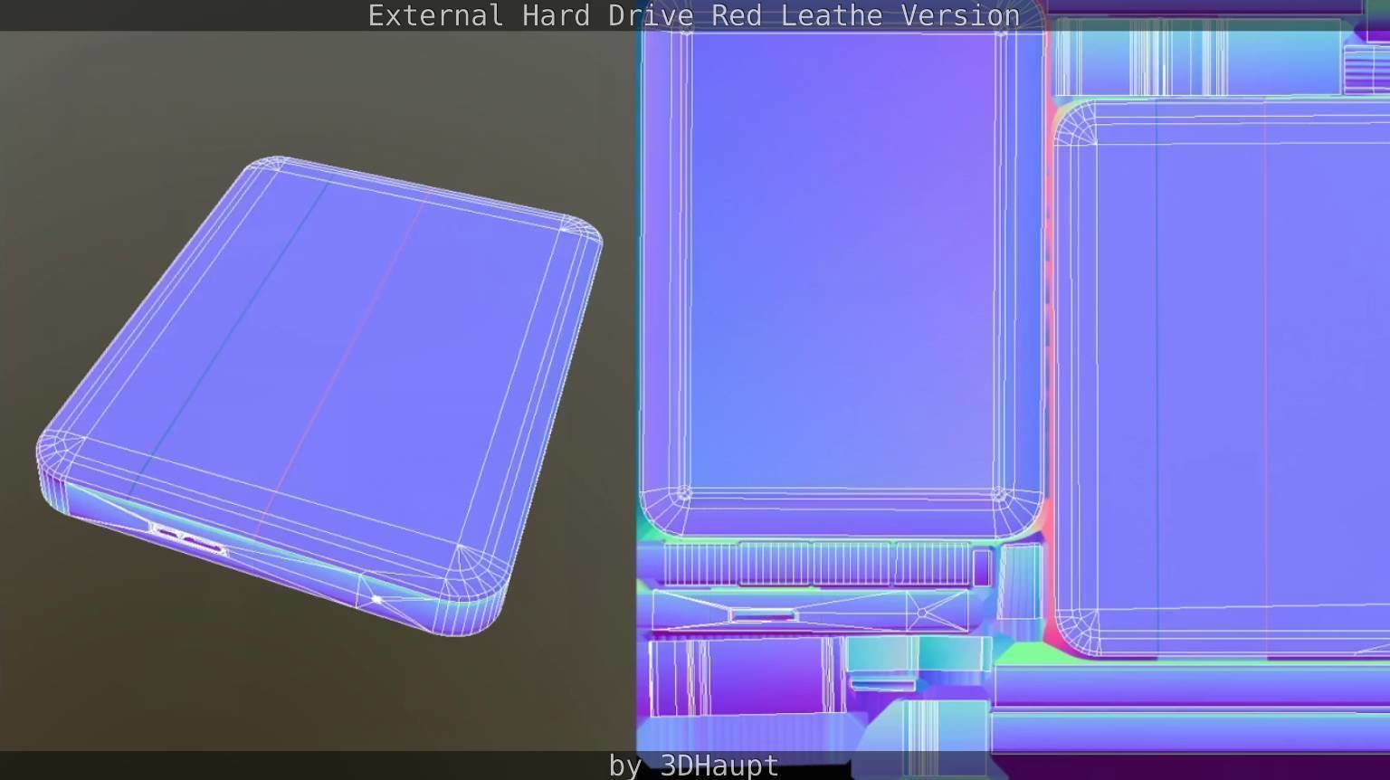 External Hard Drive  Red Leathe Version   - Gameready - PBR Low-poly 3D model_63