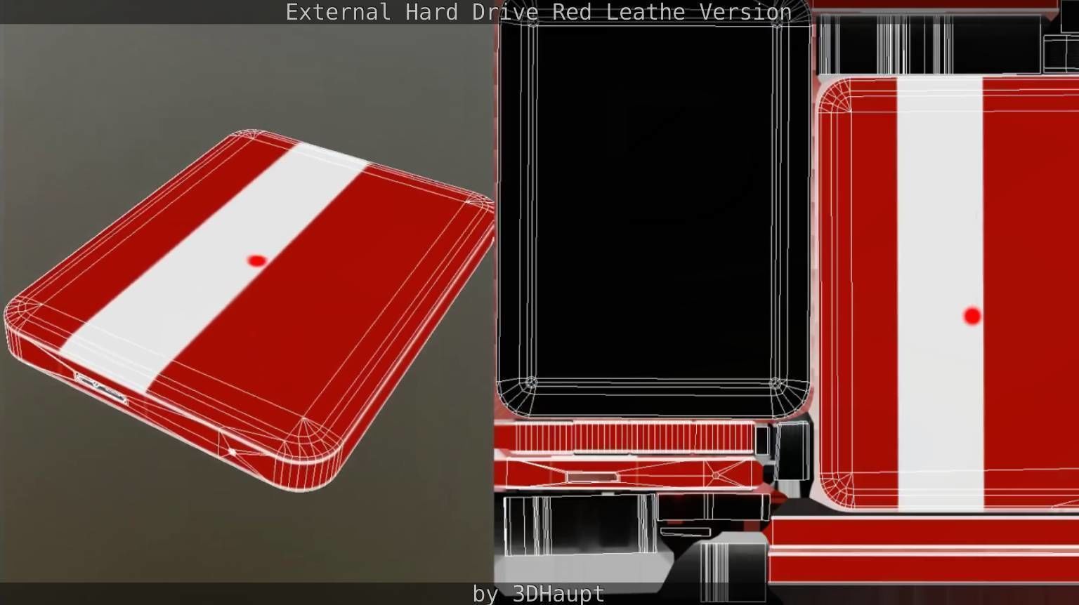 External Hard Drive  Red Leathe Version   - Gameready - PBR Low-poly 3D model_49