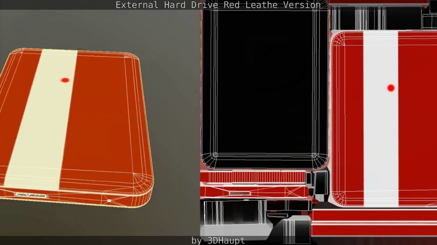 External Hard Drive  Red Leathe Version   - Gameready - PBR Low-poly 3D model_47