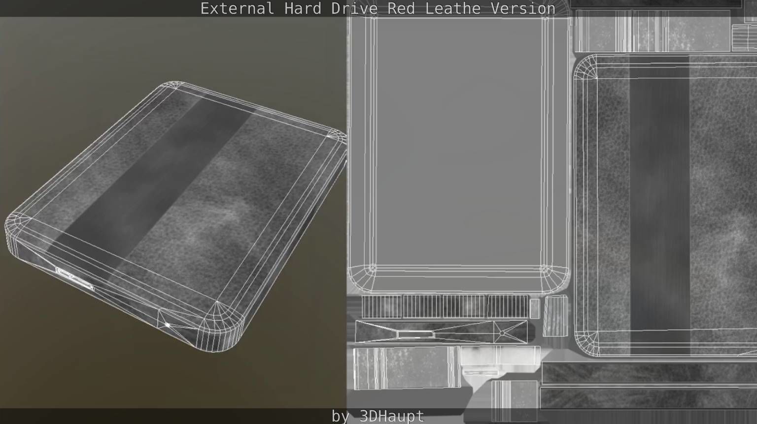 External Hard Drive  Red Leathe Version   - Gameready - PBR Low-poly 3D model_52