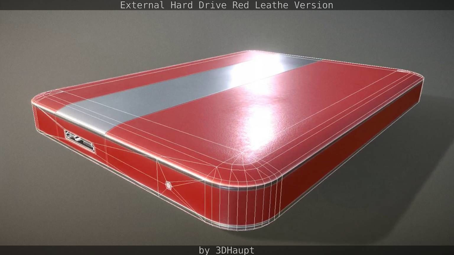 External Hard Drive  Red Leathe Version   - Gameready - PBR Low-poly 3D model_36