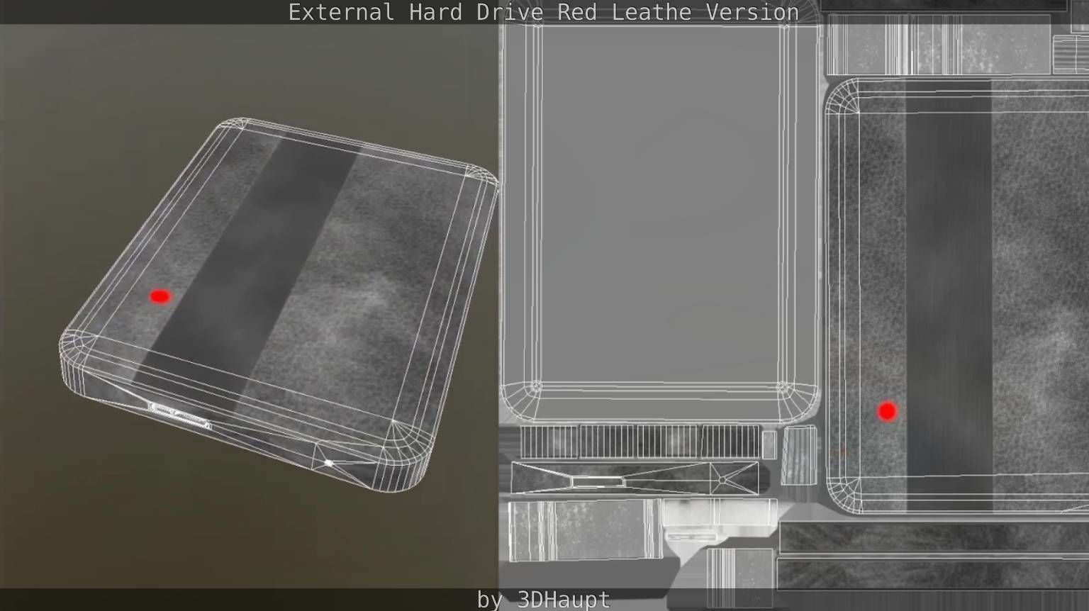 External Hard Drive  Red Leathe Version   - Gameready - PBR Low-poly 3D model_54