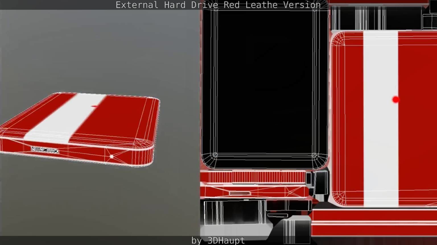 External Hard Drive  Red Leathe Version   - Gameready - PBR Low-poly 3D model_48