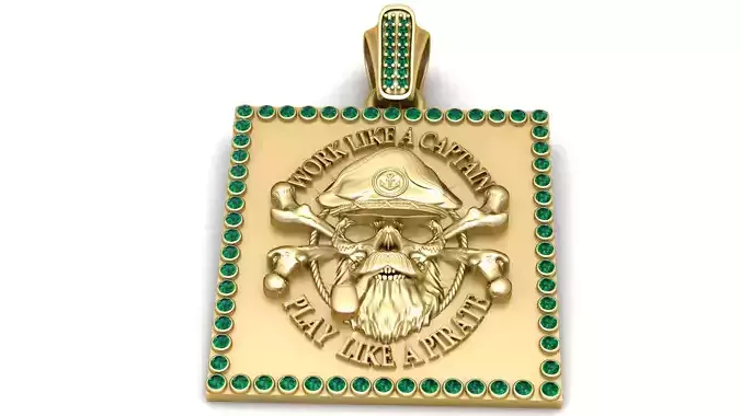  Emerald Skull Captain Premium Pendant 