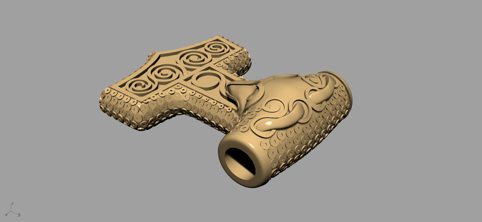 Amulet of Thor s hammer Mjolnir 3D print model_3