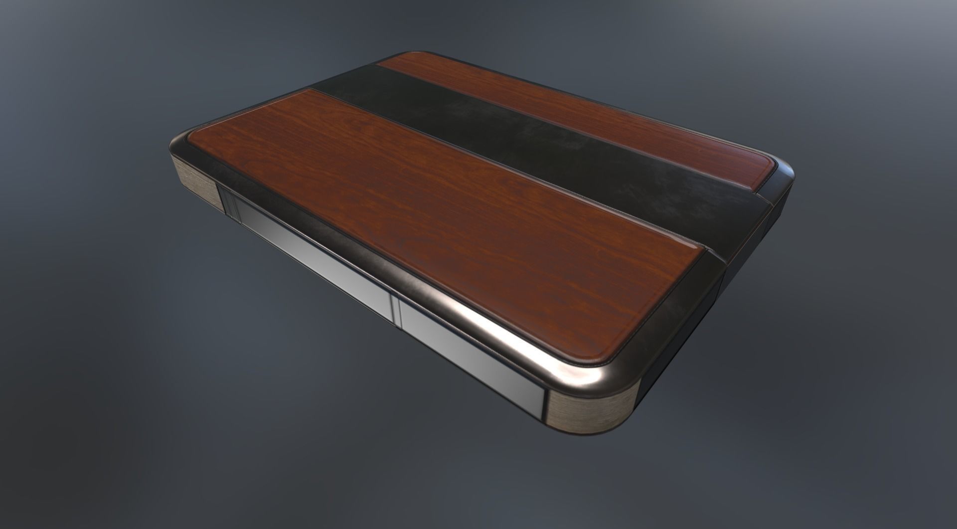 External Hard Drive Low Poly Wood Metal  - Gameready - PBR Low-poly 3D model_7