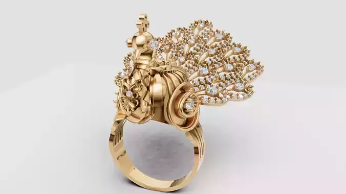 White Diamond Peacock Majesty Ring