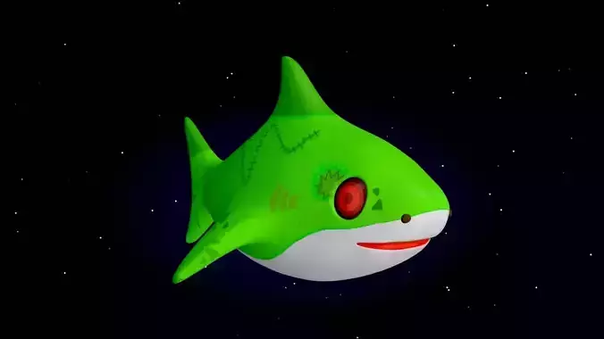 Rigged Cartoon Shark Character Monster Papa Shark 