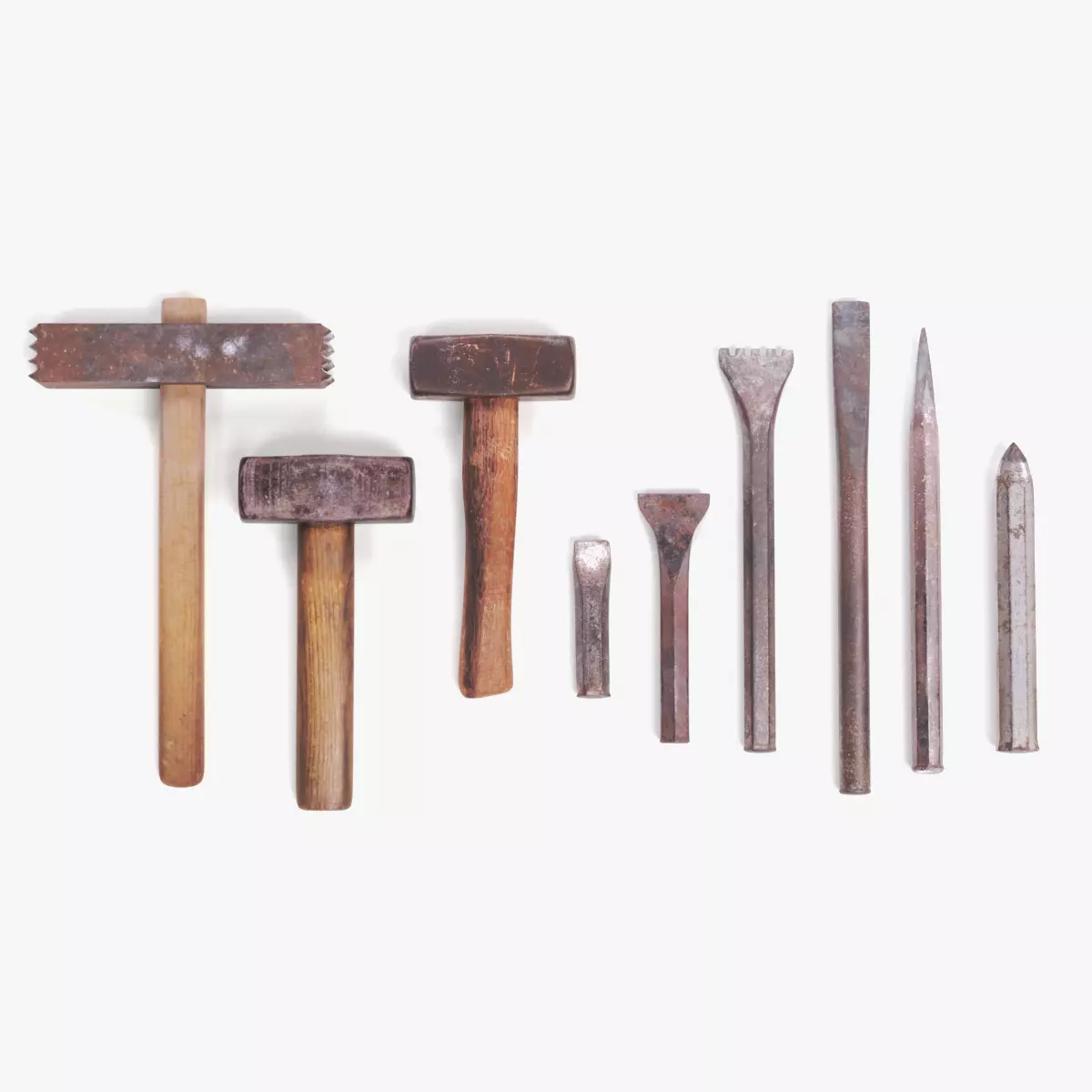 Stonemasonry Set - 9 Stoneworking Tool Collection 3D model
