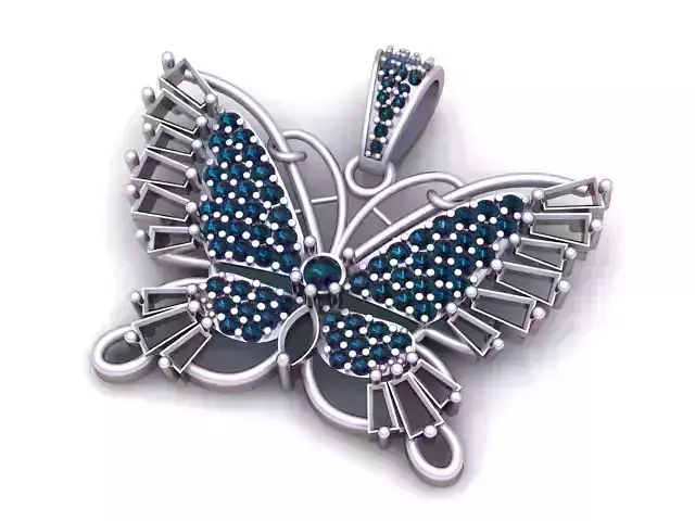 Luxury Butterfly Diamond Pendant 3D Printable 