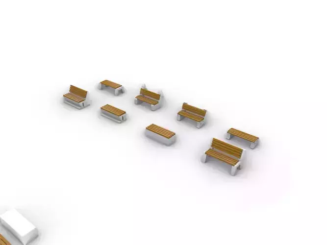 HO Scale Modern Park Benches Models 8pcs 1 to 87 scale