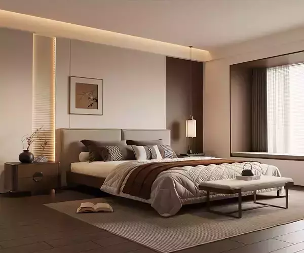Warm Modern Master Bedroom