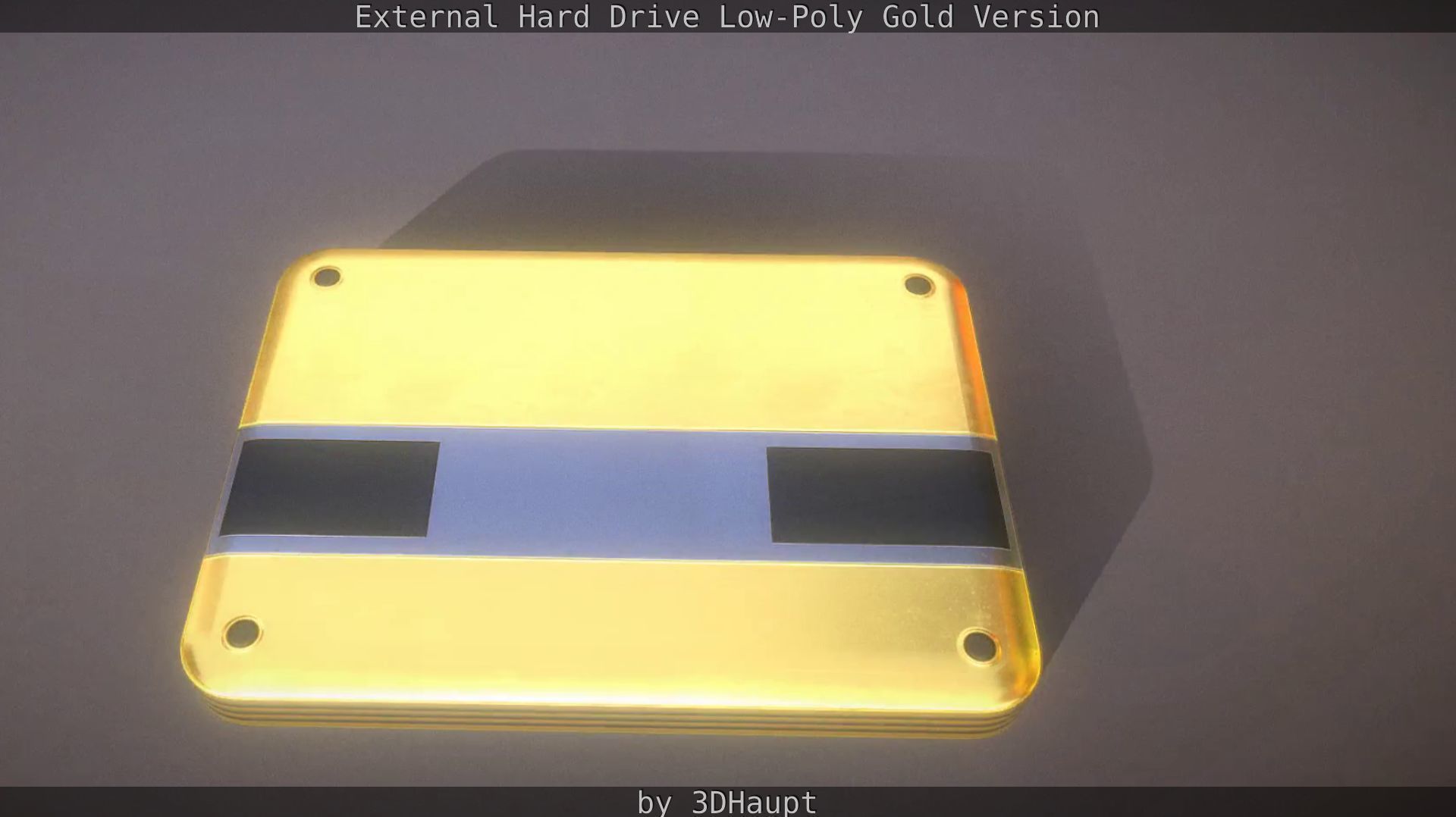 External Hard Drive Low Poly Gold Version  - Gameready - PBR  Low-poly 3D model_100