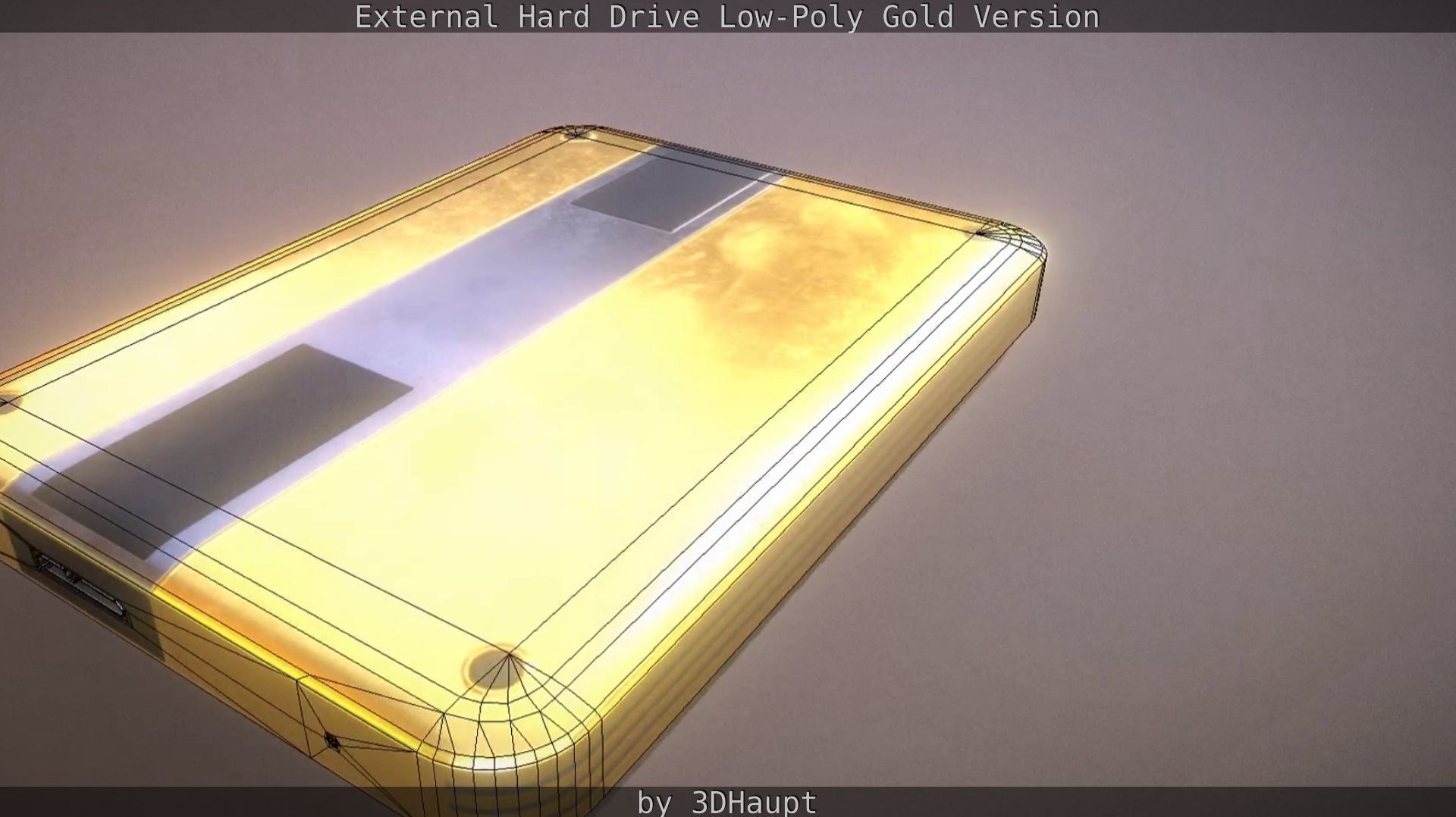 External Hard Drive Low Poly Gold Version  - Gameready - PBR  Low-poly 3D model_47