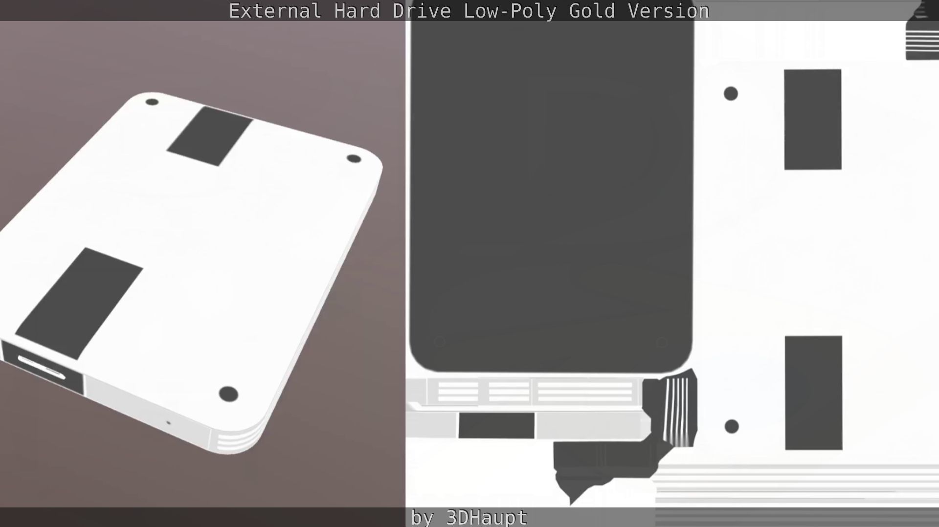External Hard Drive Low Poly Gold Version  - Gameready - PBR  Low-poly 3D model_66