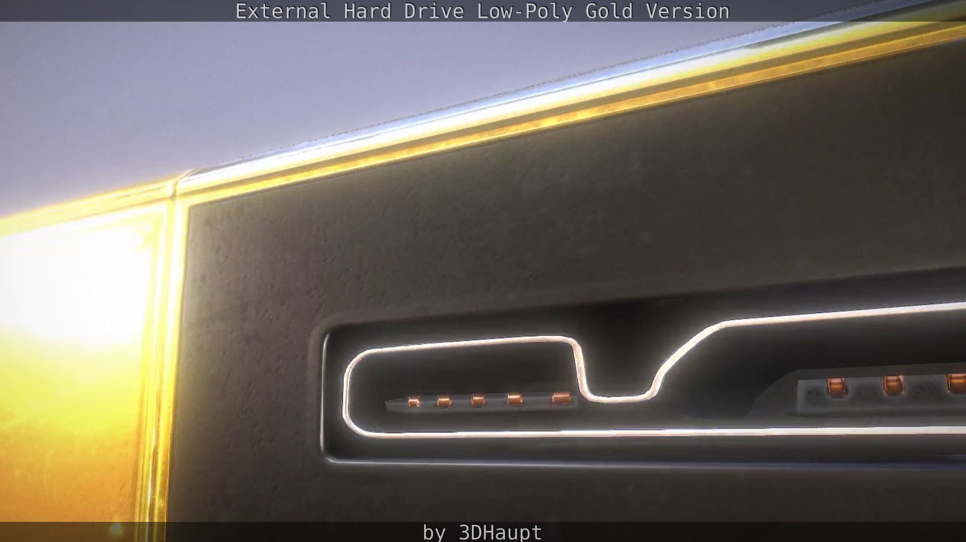 External Hard Drive Low Poly Gold Version  - Gameready - PBR  Low-poly 3D model_37