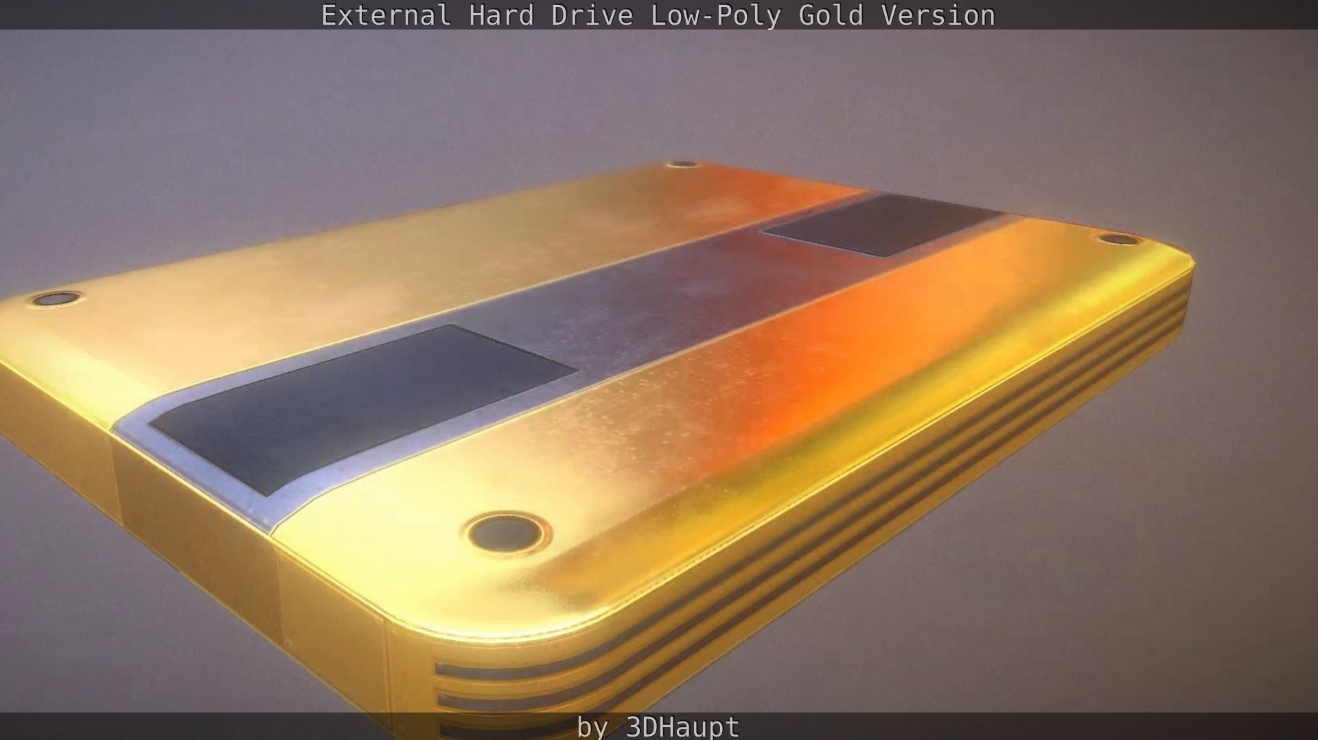 External Hard Drive Low Poly Gold Version  - Gameready - PBR  Low-poly 3D model_26