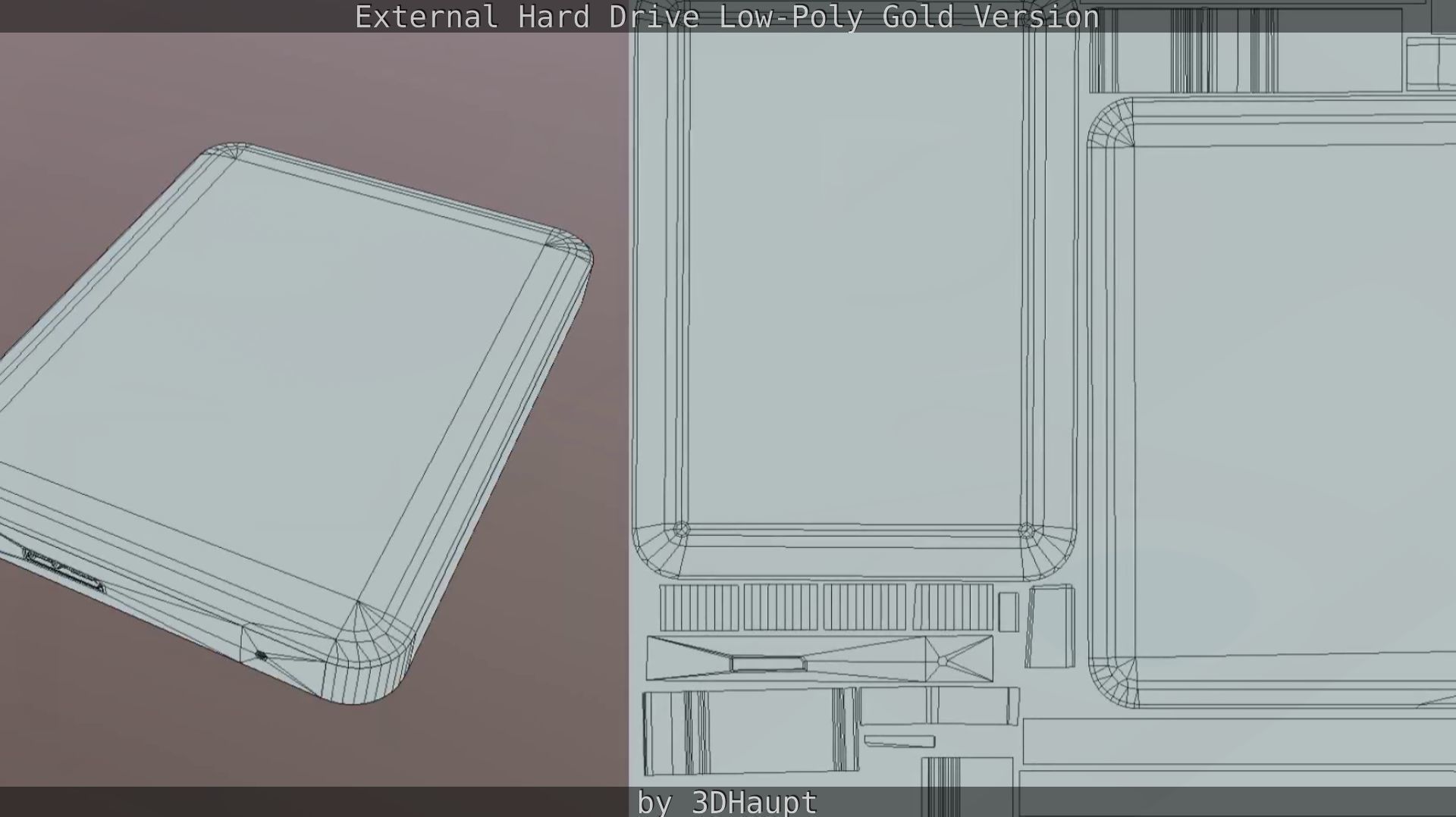 External Hard Drive Low Poly Gold Version  - Gameready - PBR  Low-poly 3D model_64