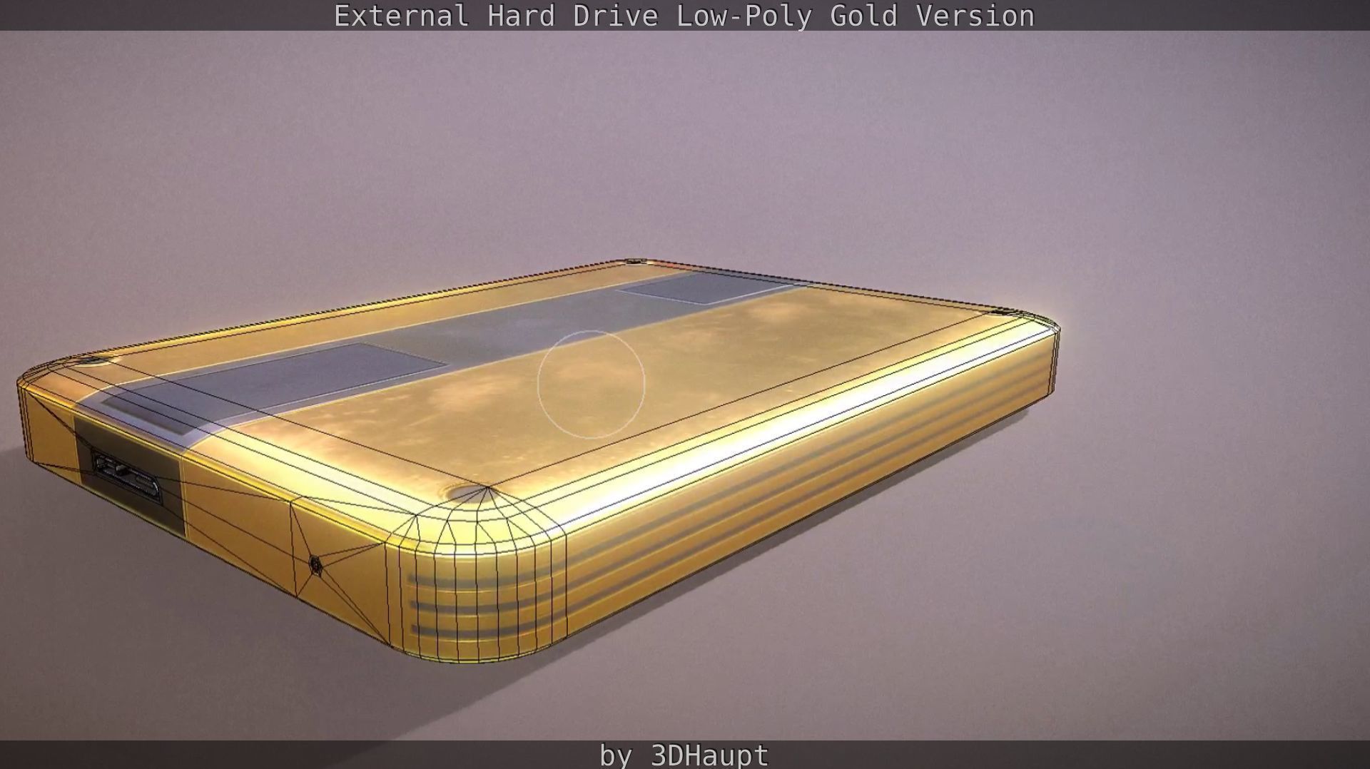 External Hard Drive Low Poly Gold Version  - Gameready - PBR  Low-poly 3D model_82