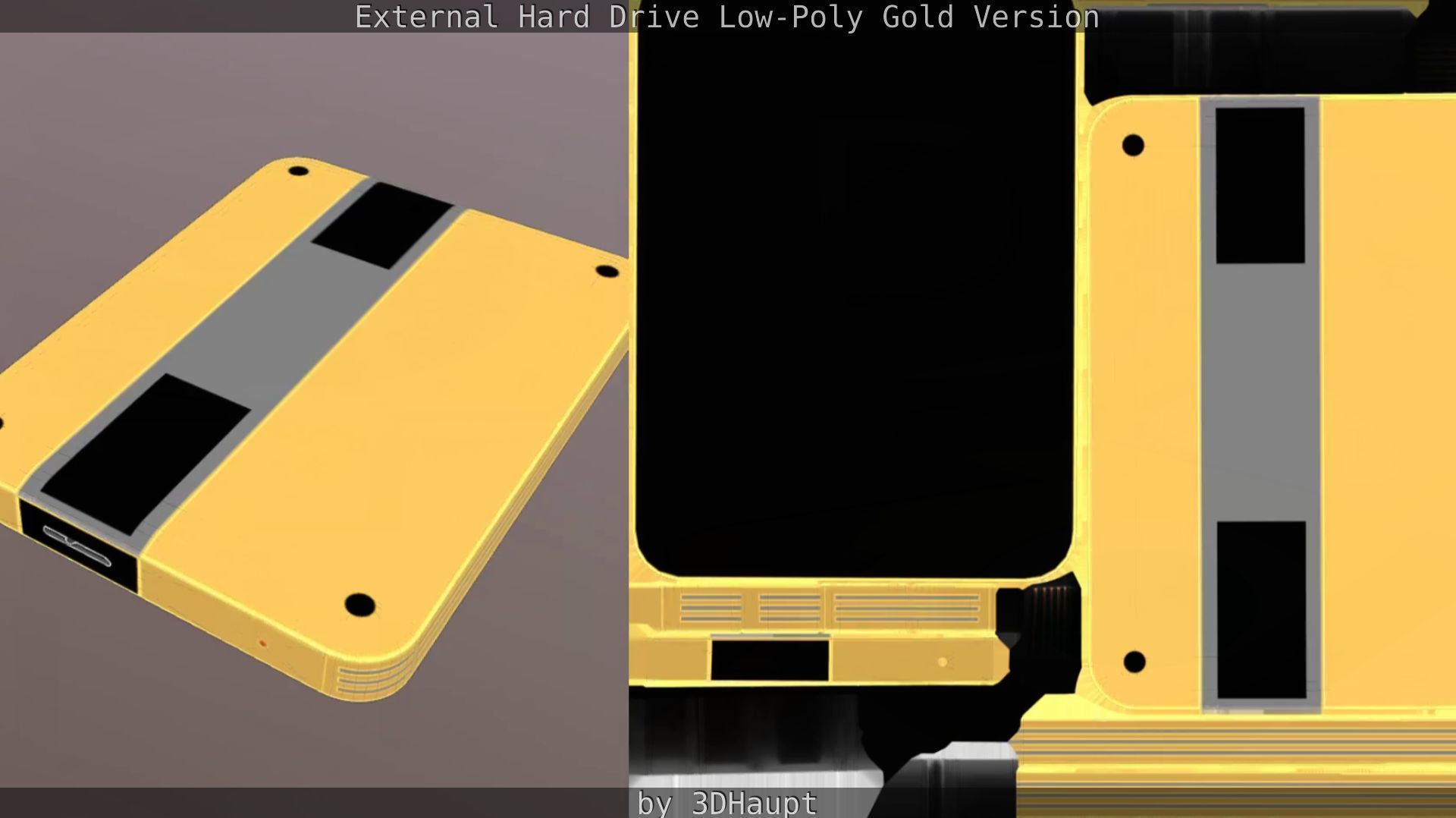External Hard Drive Low Poly Gold Version  - Gameready - PBR  Low-poly 3D model_56