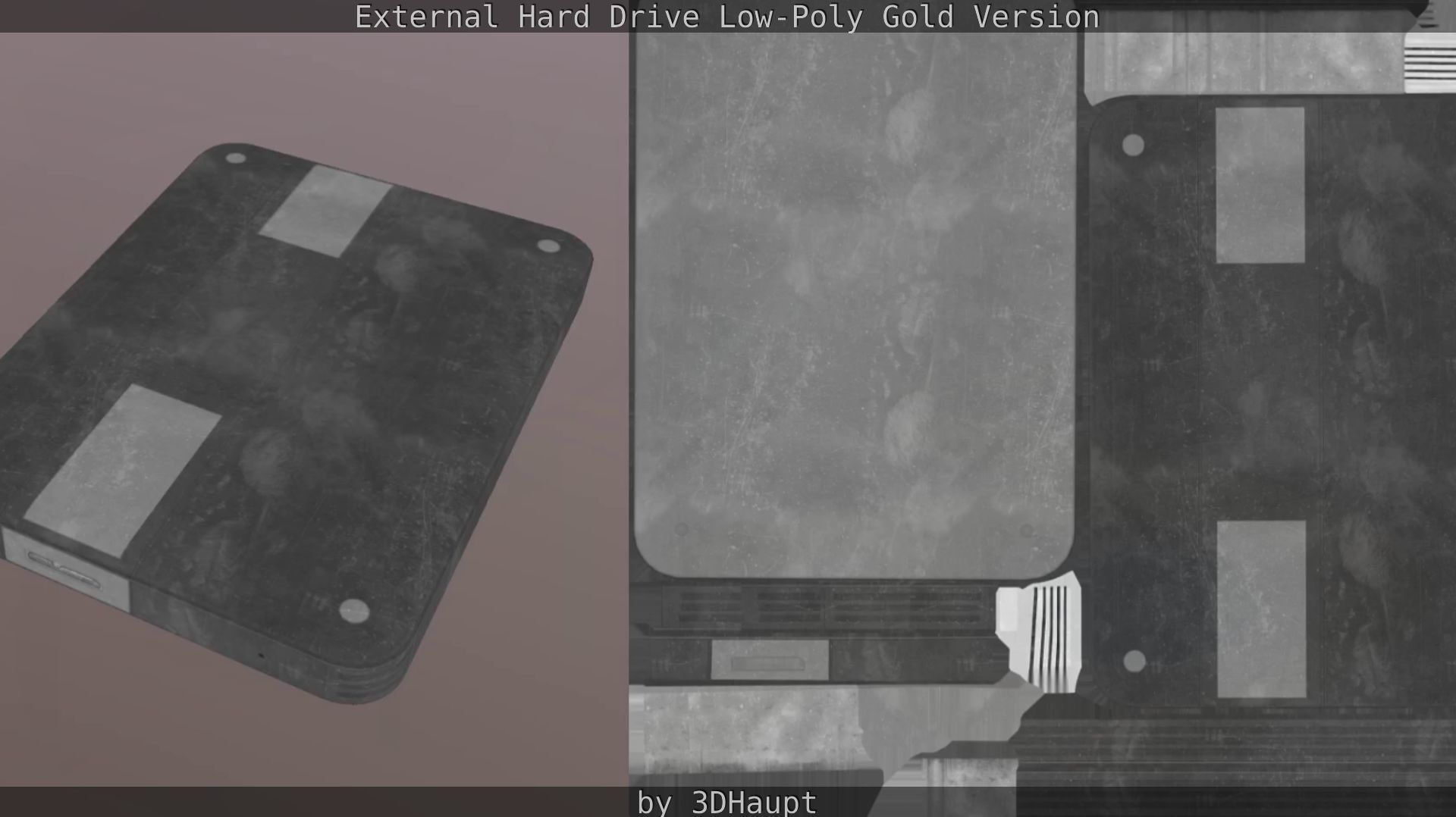 External Hard Drive Low Poly Gold Version  - Gameready - PBR  Low-poly 3D model_68