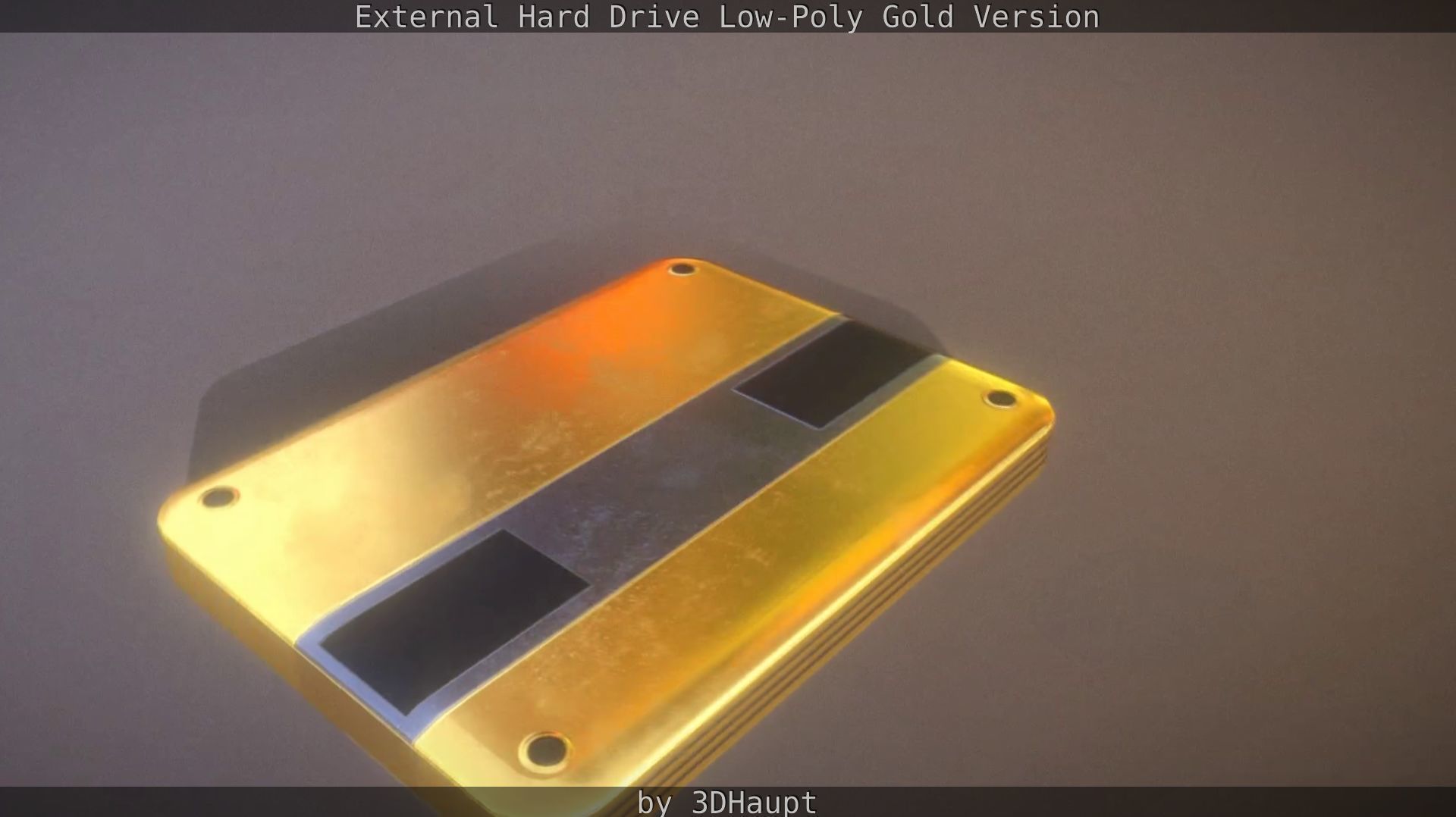External Hard Drive Low Poly Gold Version  - Gameready - PBR  Low-poly 3D model_101