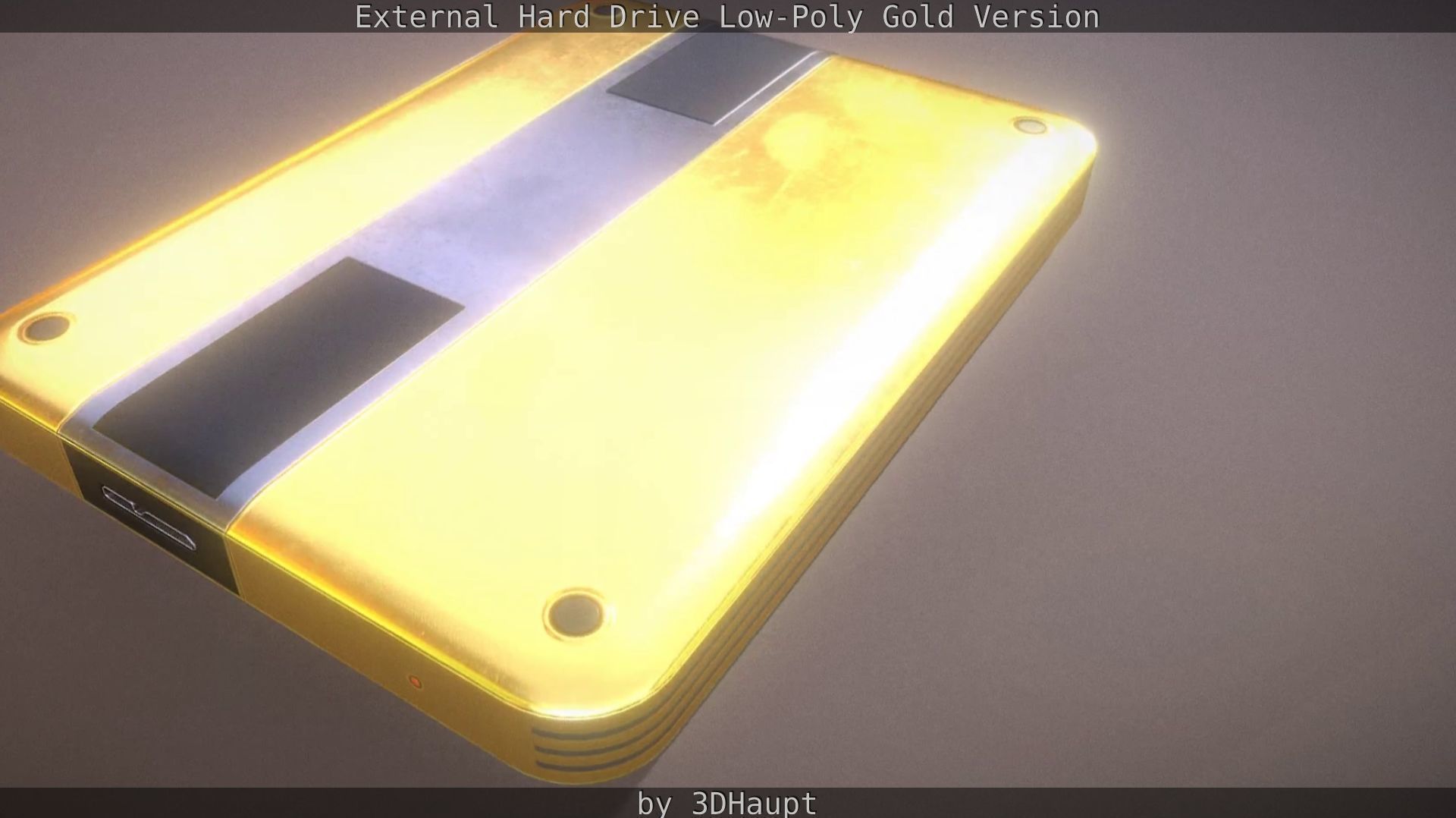 External Hard Drive Low Poly Gold Version  - Gameready - PBR  Low-poly 3D model_50