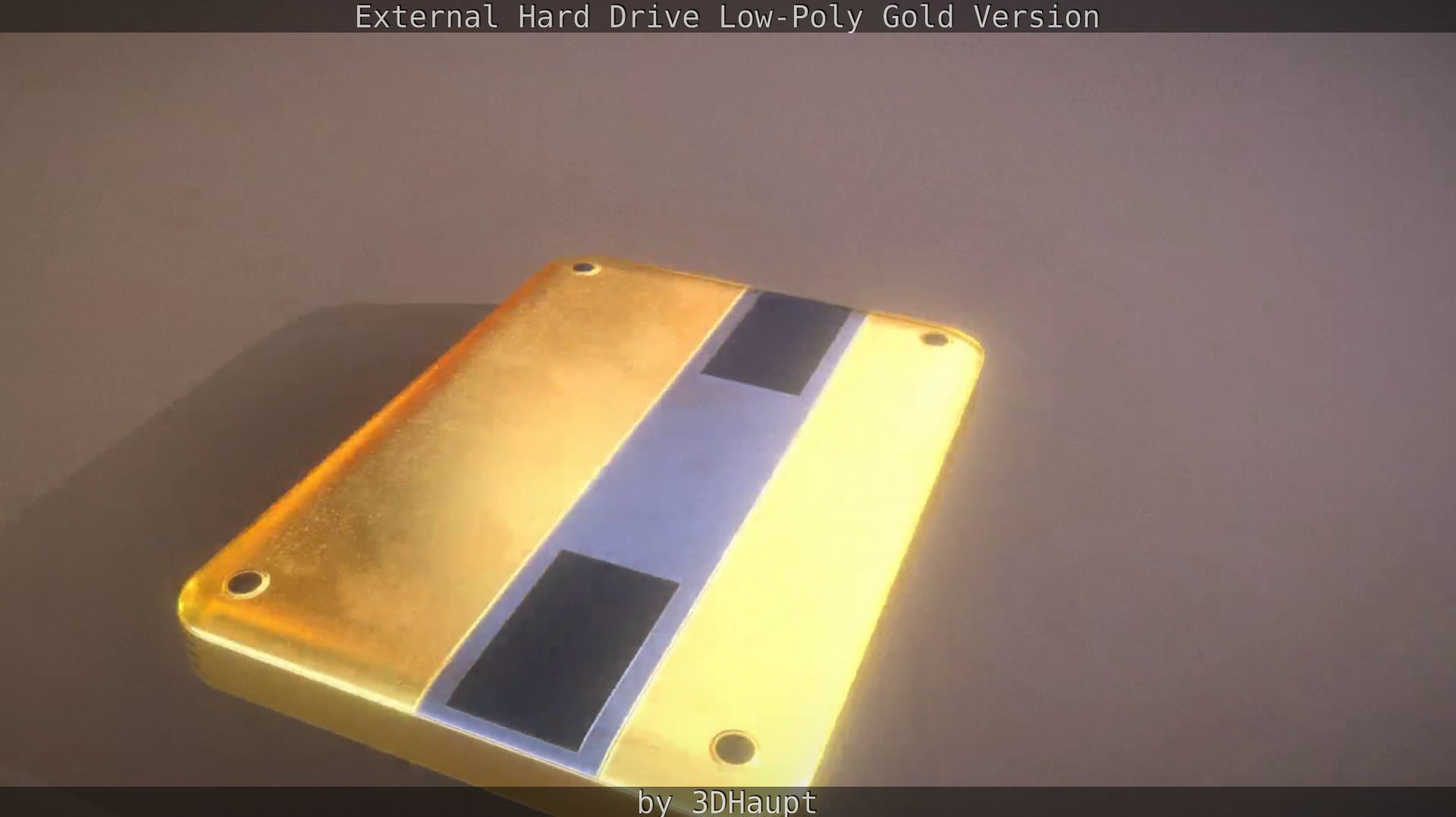 External Hard Drive Low Poly Gold Version  - Gameready - PBR  Low-poly 3D model_97