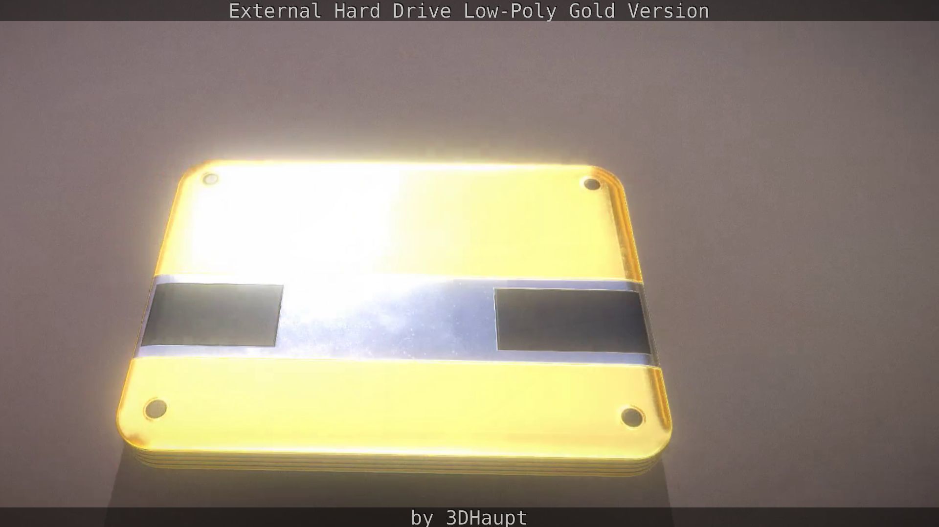 External Hard Drive Low Poly Gold Version  - Gameready - PBR  Low-poly 3D model_99