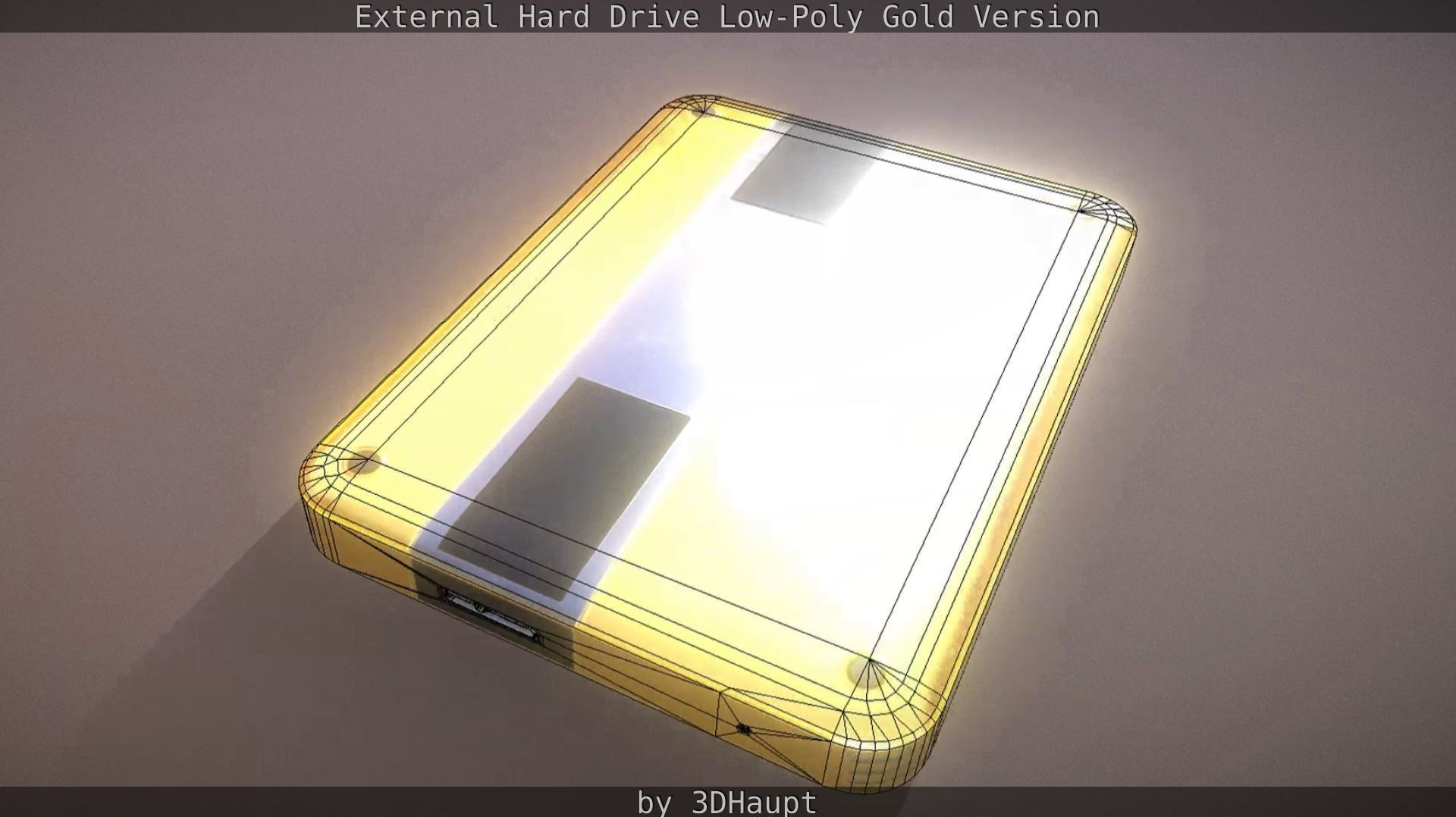 External Hard Drive Low Poly Gold Version  - Gameready - PBR  Low-poly 3D model_78