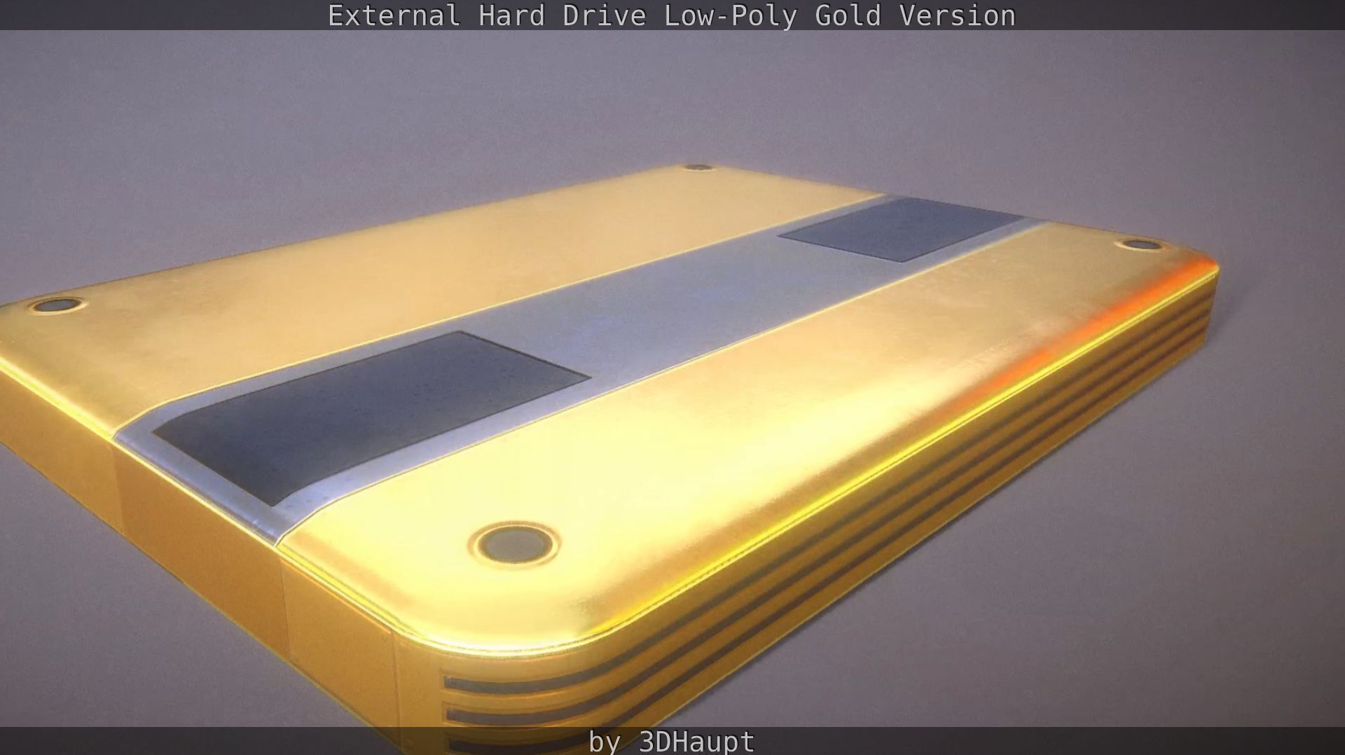 External Hard Drive Low Poly Gold Version  - Gameready - PBR  Low-poly 3D model_29
