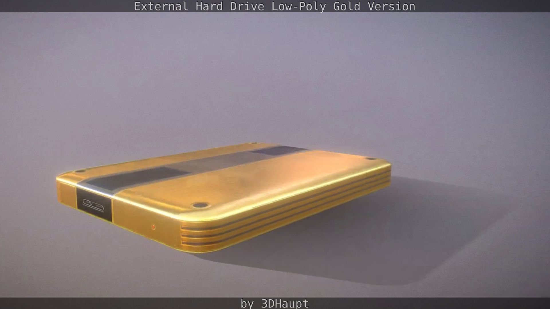 External Hard Drive Low Poly Gold Version  - Gameready - PBR  Low-poly 3D model_96