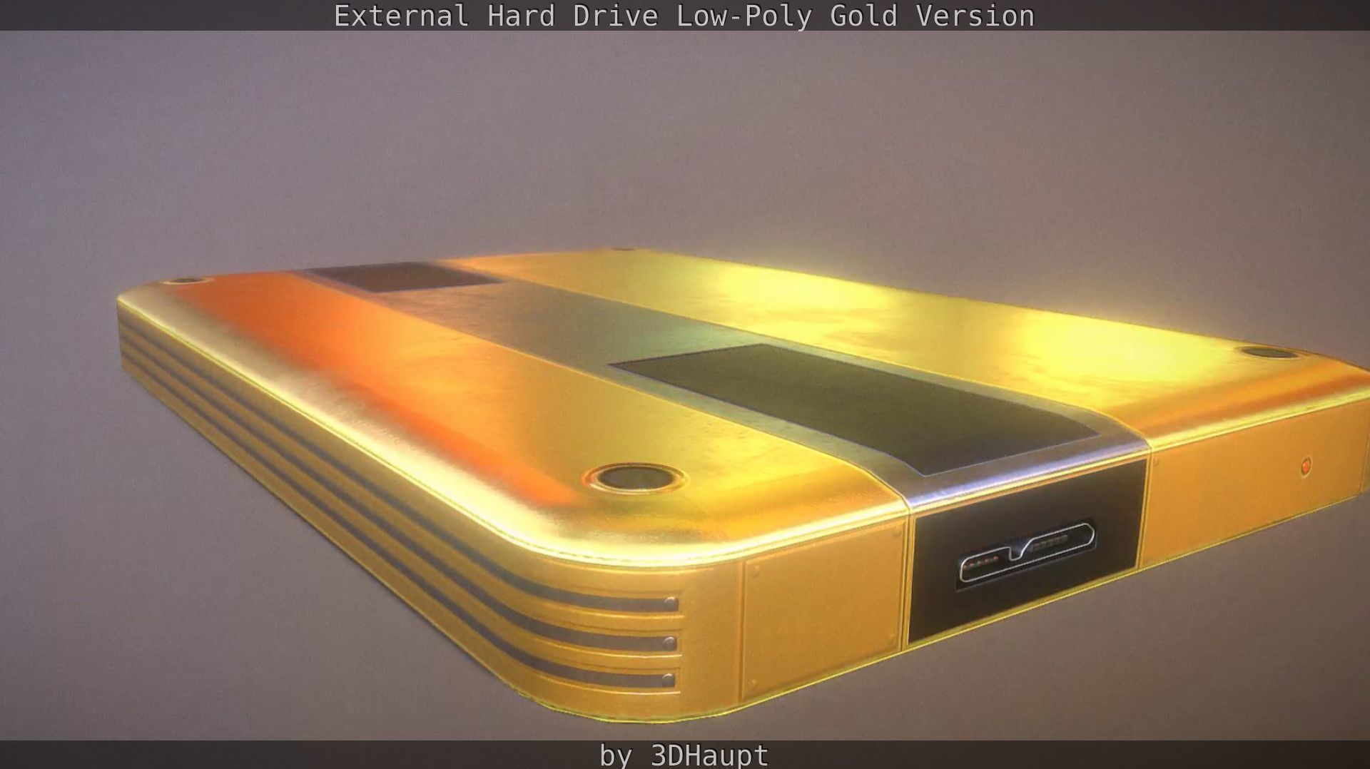 External Hard Drive Low Poly Gold Version  - Gameready - PBR  Low-poly 3D model_32