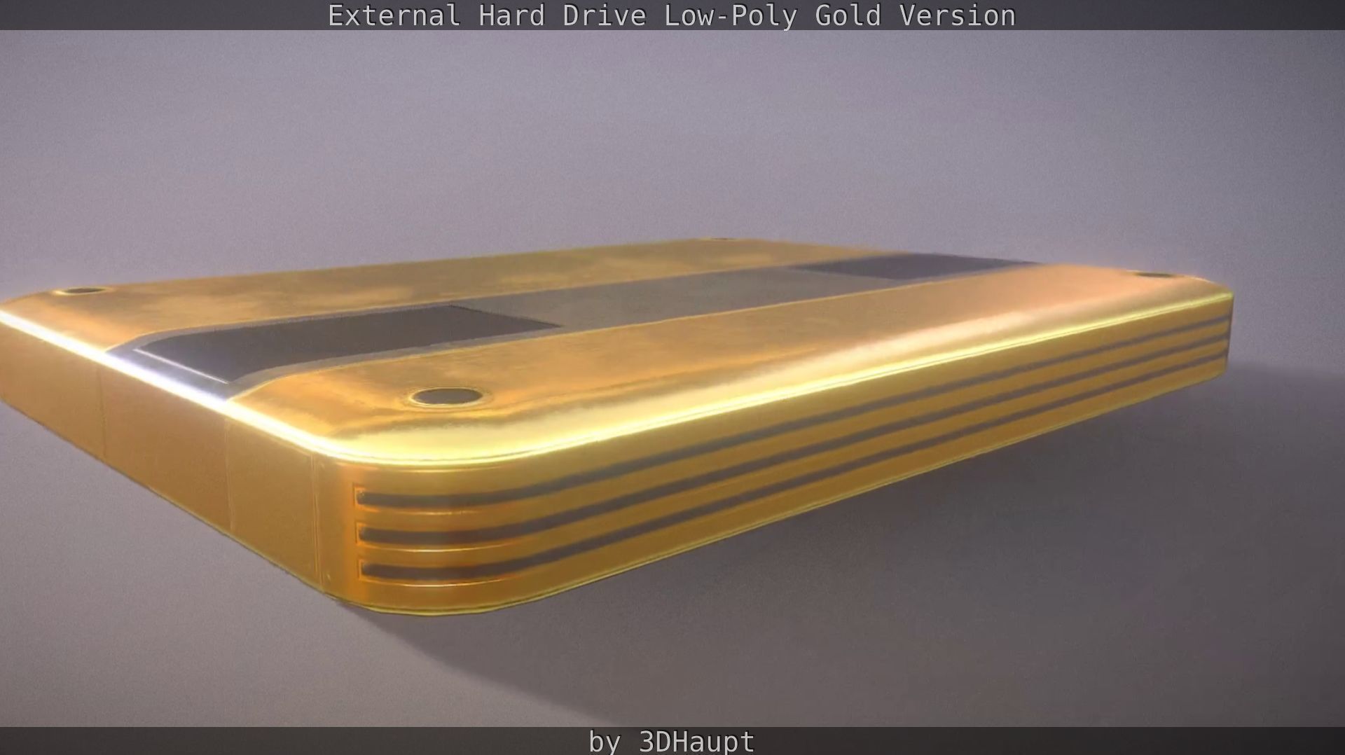 External Hard Drive Low Poly Gold Version  - Gameready - PBR  Low-poly 3D model_24