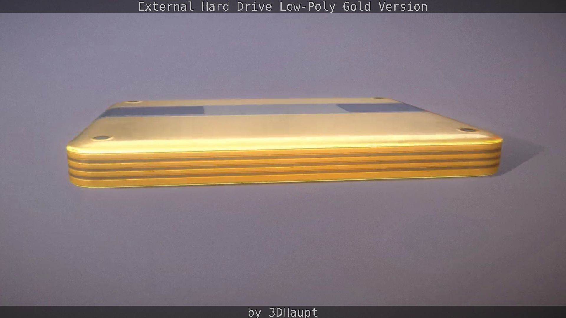 External Hard Drive Low Poly Gold Version  - Gameready - PBR  Low-poly 3D model_18