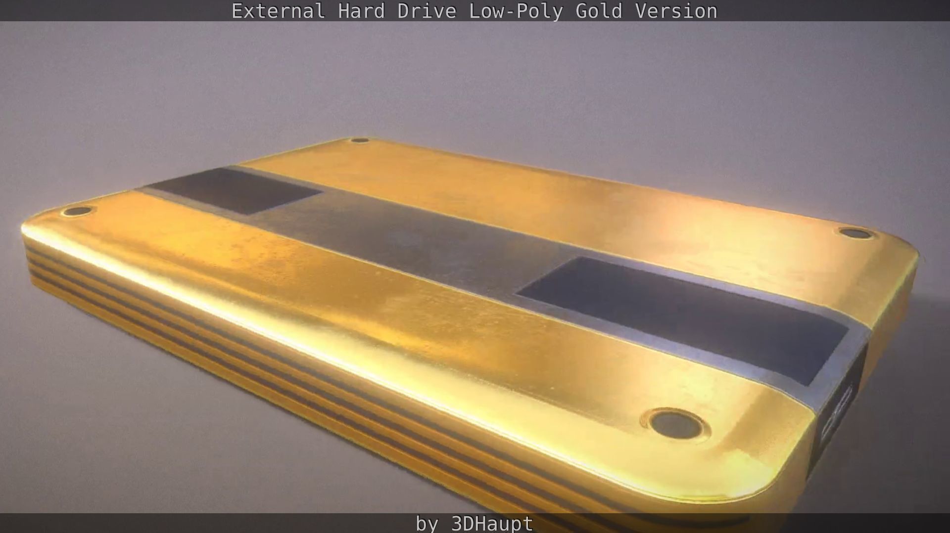 External Hard Drive Low Poly Gold Version  - Gameready - PBR  Low-poly 3D model_30