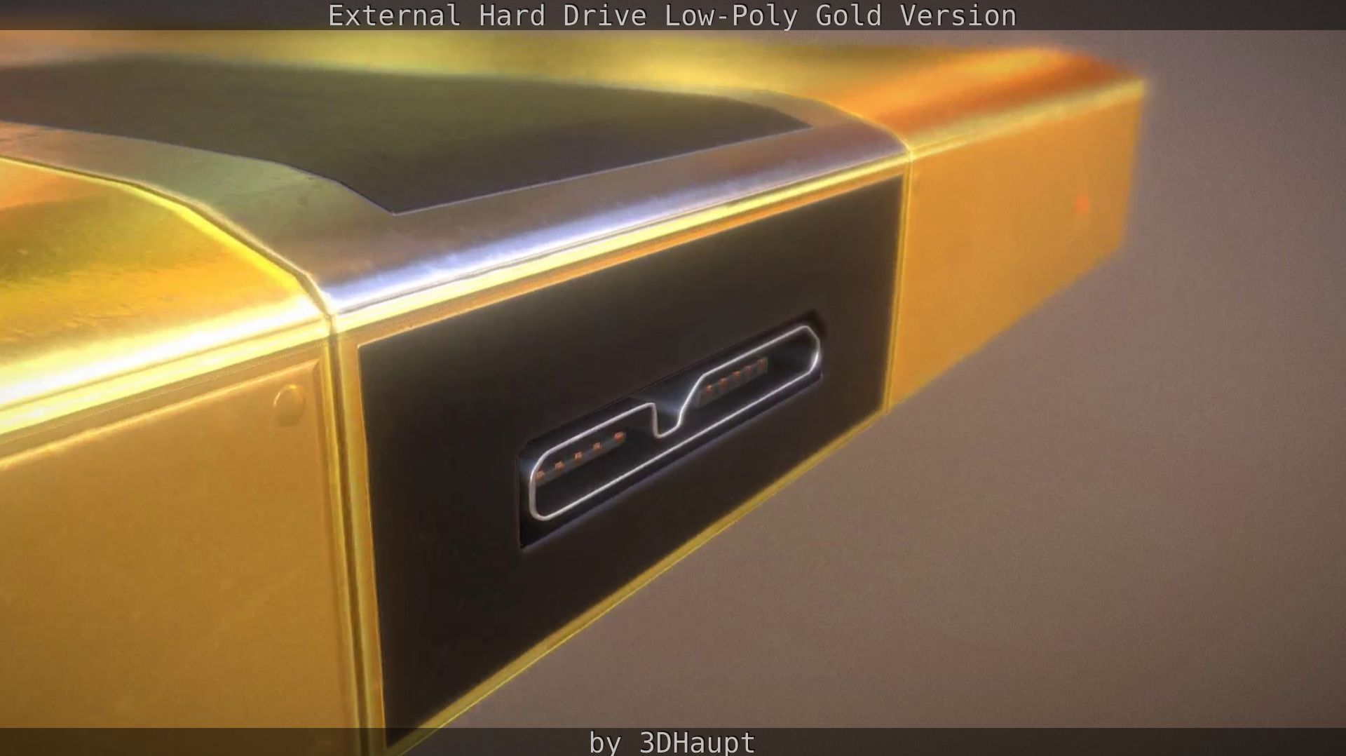 External Hard Drive Low Poly Gold Version  - Gameready - PBR  Low-poly 3D model_34
