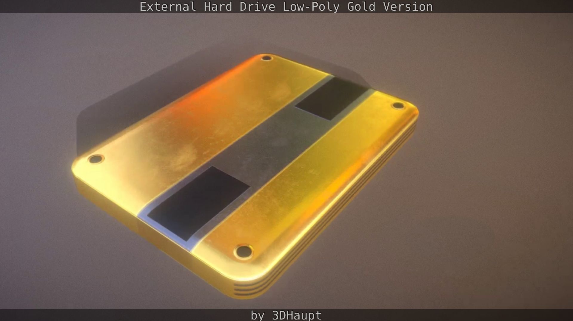 External Hard Drive Low Poly Gold Version  - Gameready - PBR  Low-poly 3D model_102