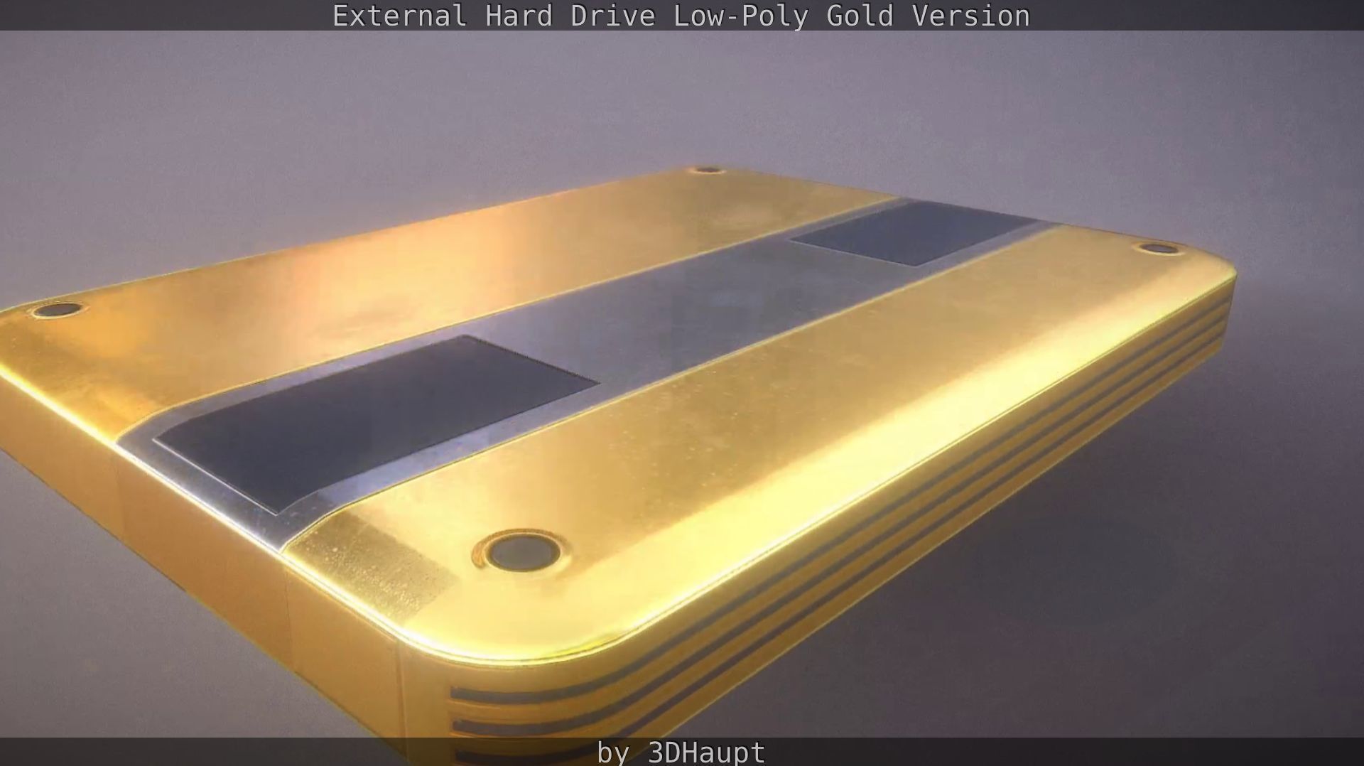 External Hard Drive Low Poly Gold Version  - Gameready - PBR  Low-poly 3D model_25
