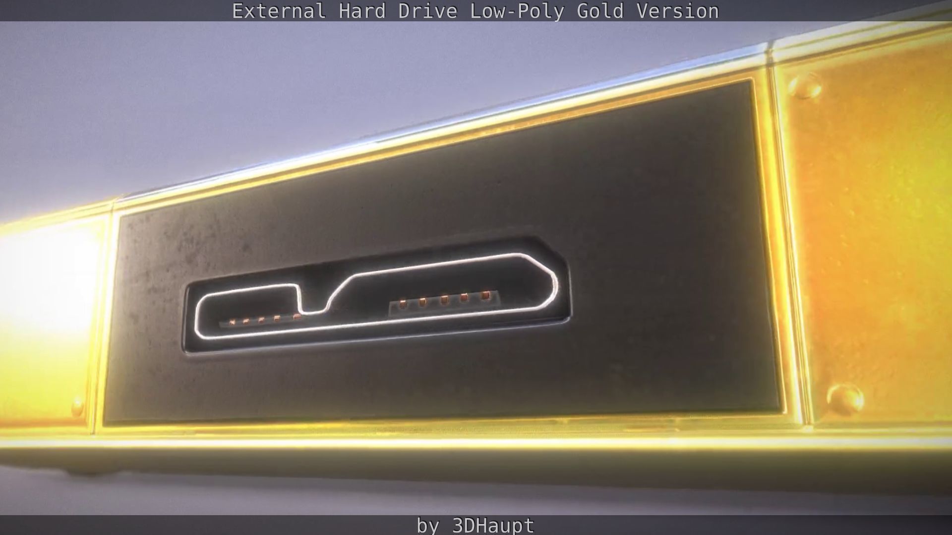 External Hard Drive Low Poly Gold Version  - Gameready - PBR  Low-poly 3D model_38