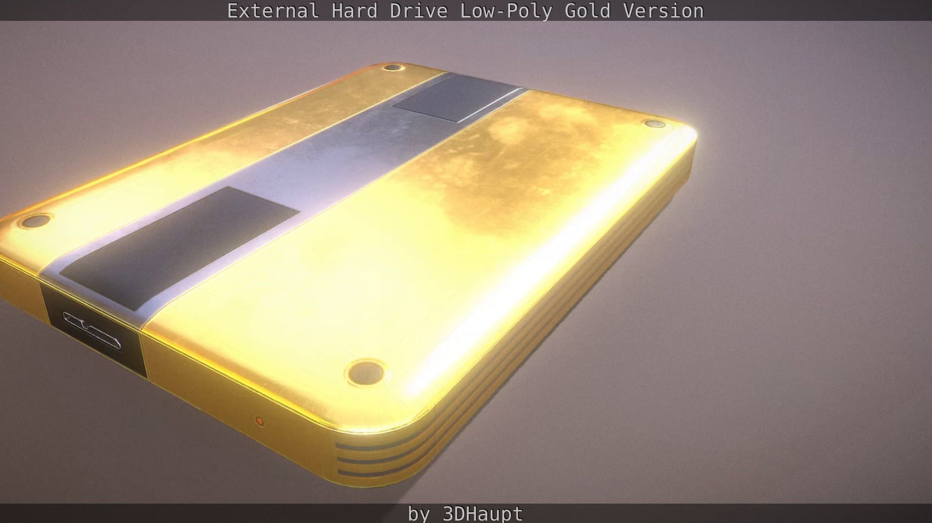 External Hard Drive Low Poly Gold Version  - Gameready - PBR  Low-poly 3D model_49
